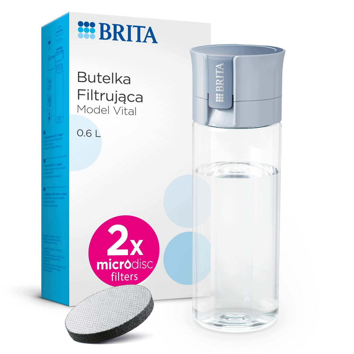 FILTER BOTTLE 0 6 L PASTEL BLUE + 2 REFILLS