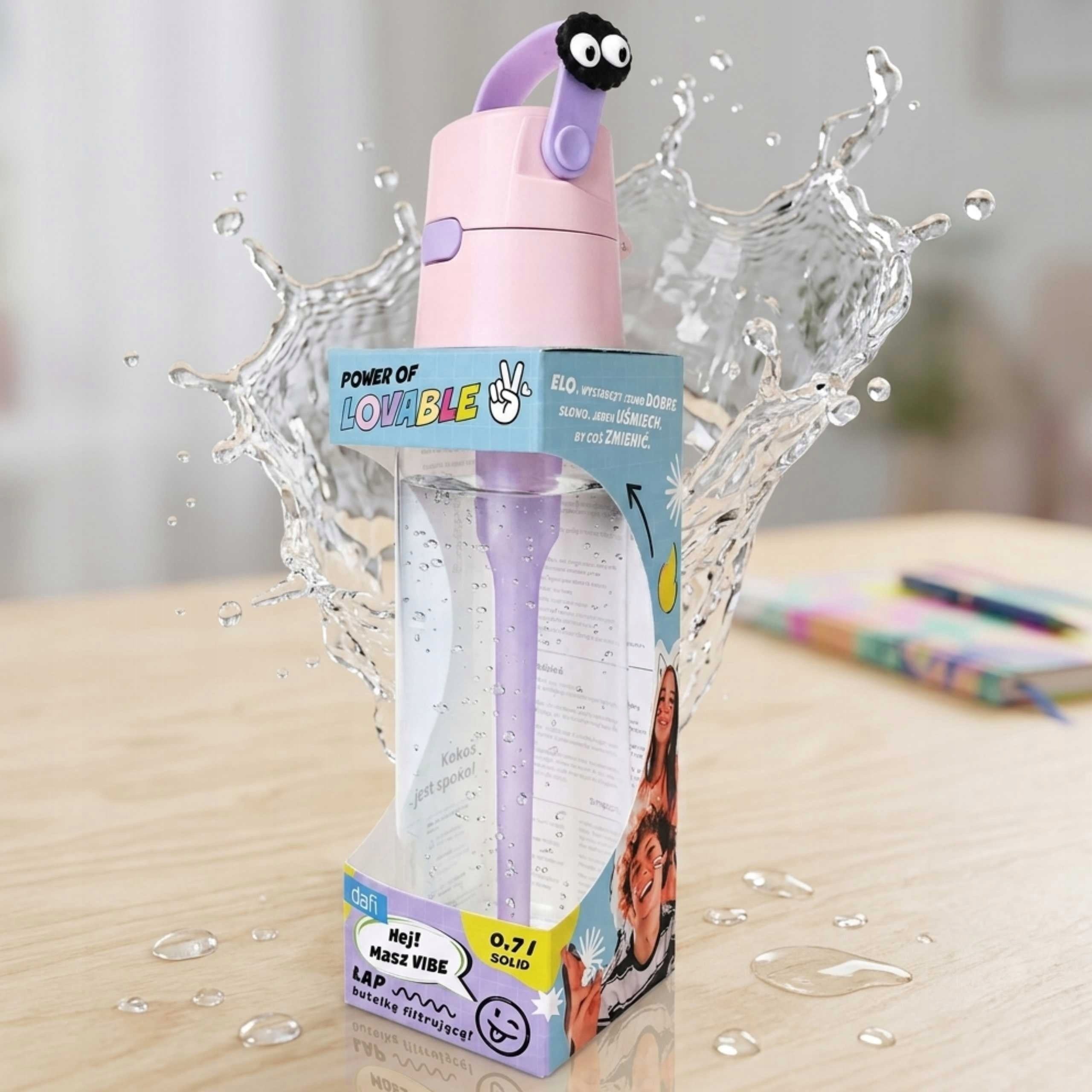 FILTER BOTTLE PINK PURPLE DAFI SOLID TRITAN 0,7L POWER OF LOVABLE Packaging status original