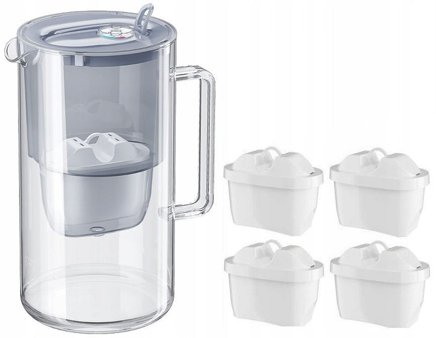 FILTER JUG AQUAPHOR GLASS 2,5L GLASS GREY +4 FILTERS
