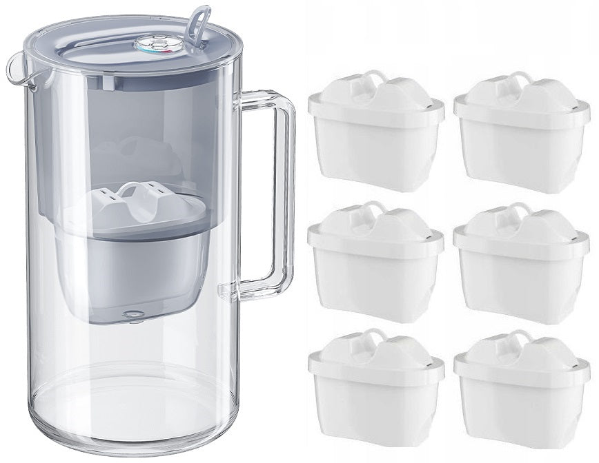 FILTER JUG AQUAPHOR GLASS 2,5L GLASS GREY +6 FILTERS