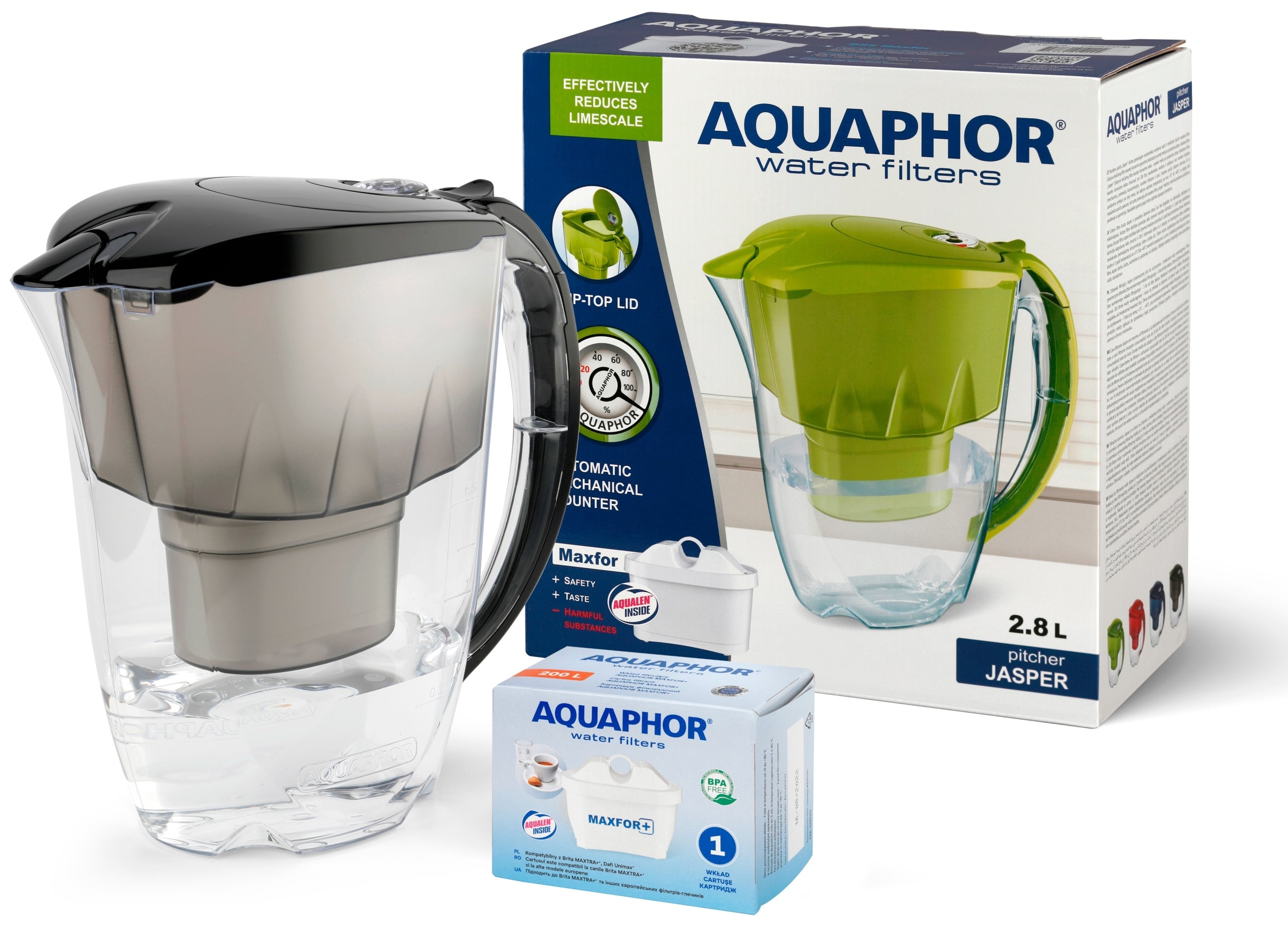 FILTER JUG AQUAPHOR JASPER + CARTRIDGE B25 MAXFOR+ | UP TO 200L OF WATER