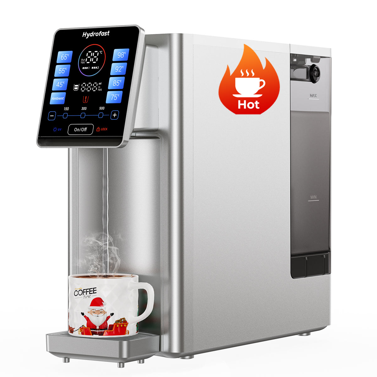 FILTER RO WATER DISPENSER HYDROFAST W100 8 TEMP UV 4L HOT COUNTERTOP WATER
