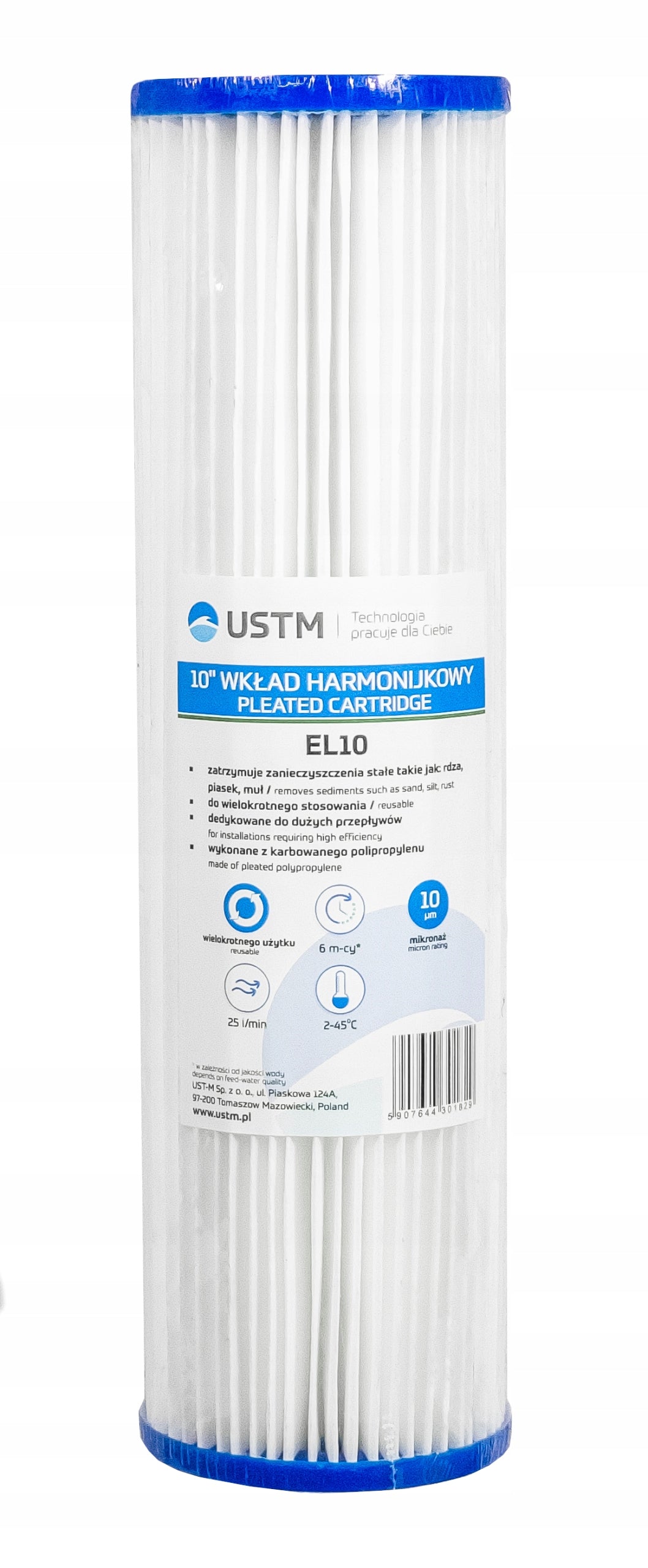 FILTER WATER CARTRIDGE FOLDING EL10 10 MICRON REMOVES IMPURITIES USTM Packaging status original