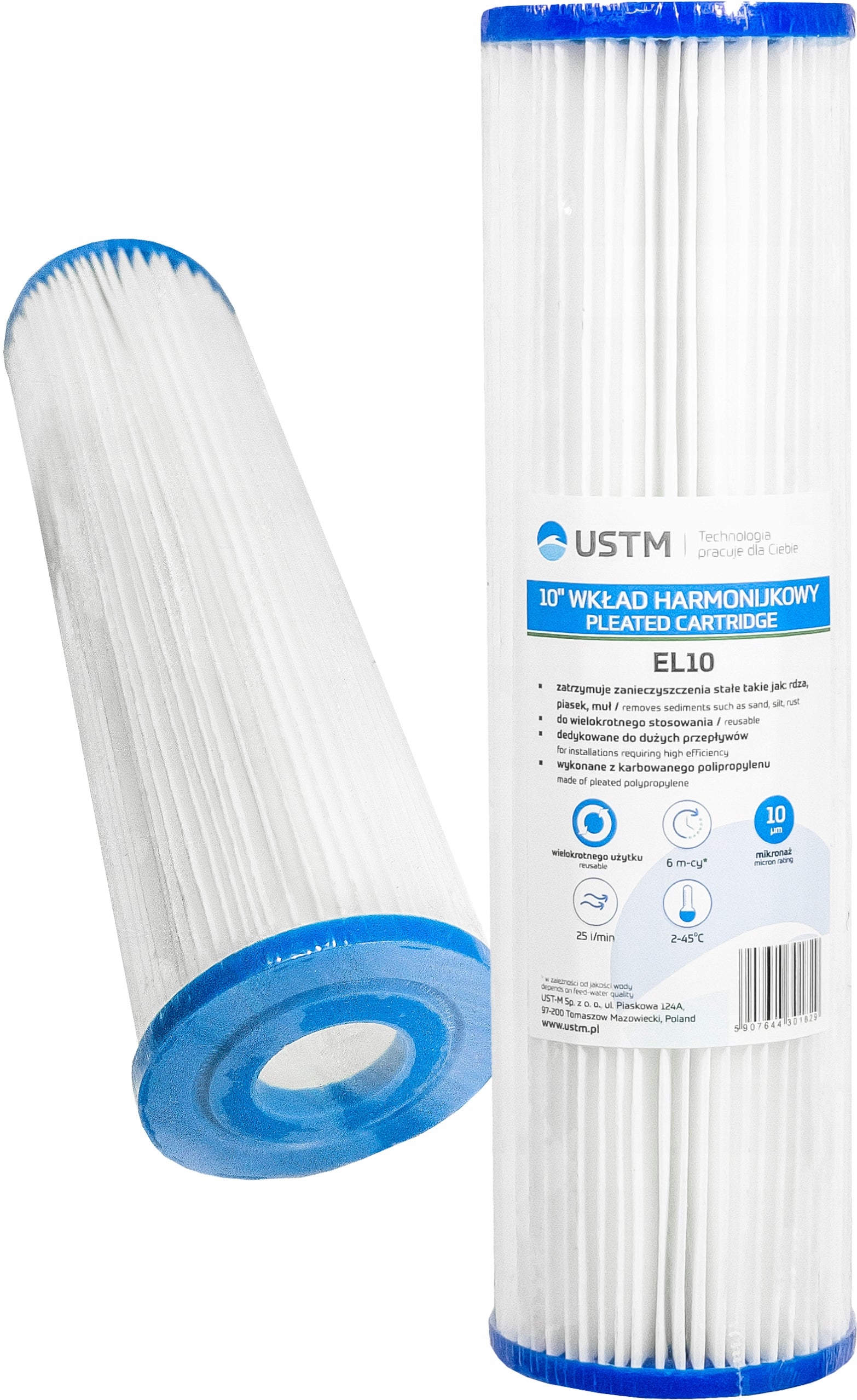 FILTER WATER CARTRIDGE FOLDING EL10 10 MICRON REMOVES IMPURITIES USTM