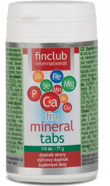 FIN Finclub MINERALTABS mineral set selenium zinc phosphorus 110 tabl. Expiration date at least six months from the date of purchase