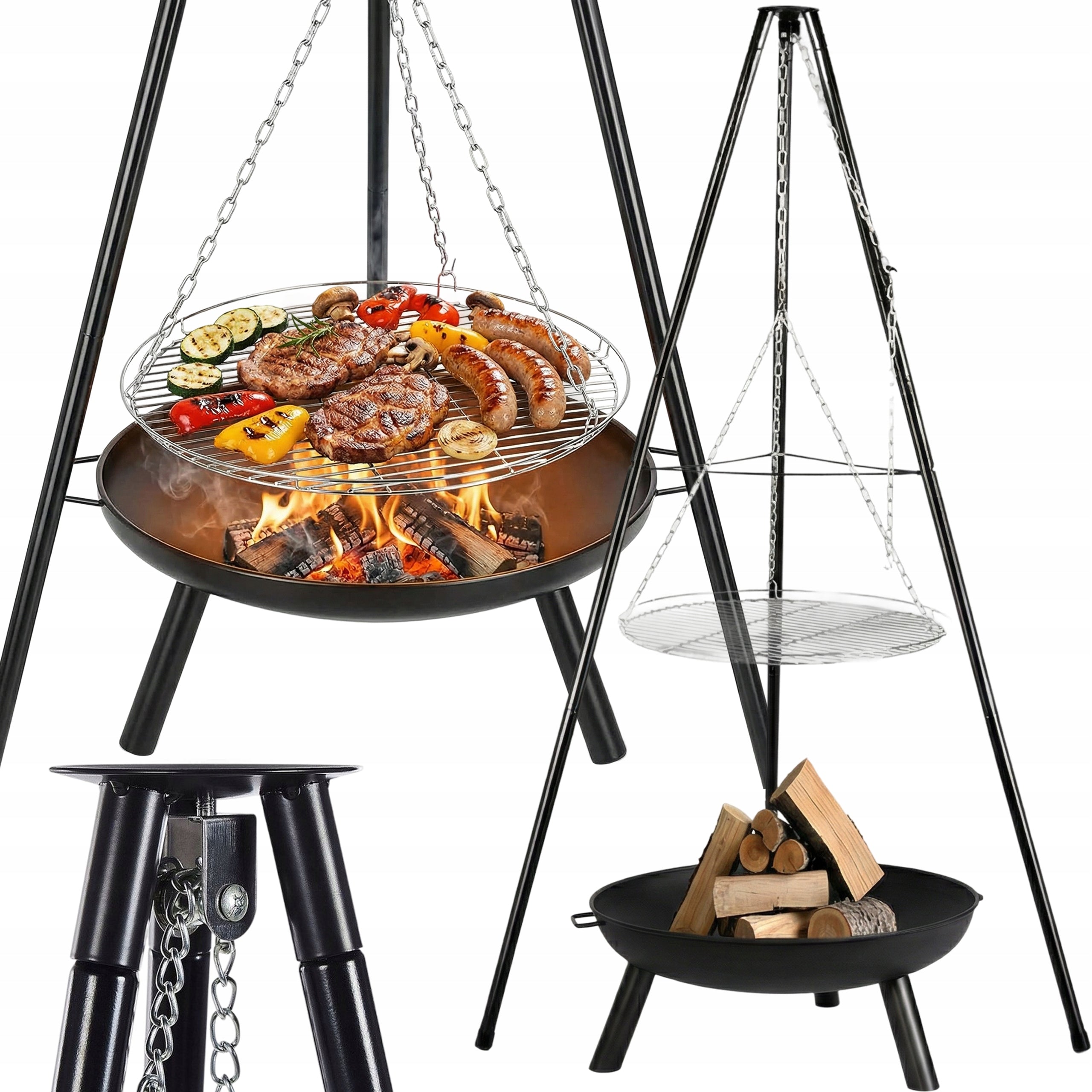 FIRE PIT TRIPOD GARDEN GRILL FOCAL HANGING LARGE CHARCOAL GRATE 48 CM Manufacturer TODOMI