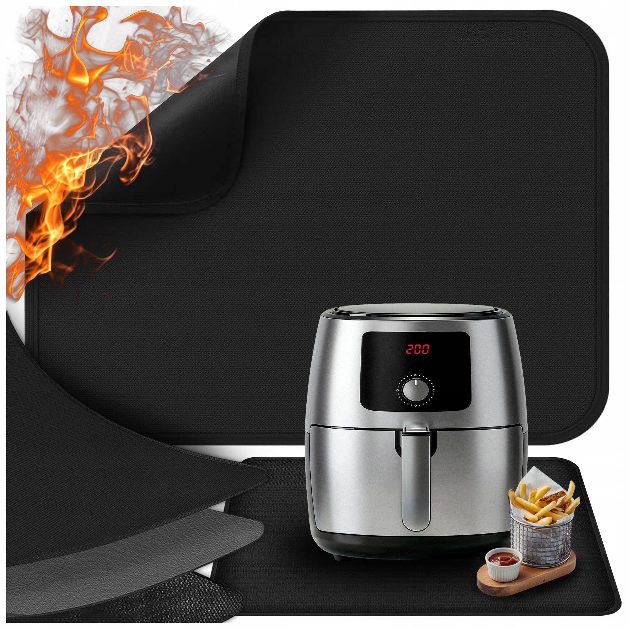 FIREPROOF MAT PROTECTIVE FOR COUNTERTOP AIR FRYER GRILL PAD