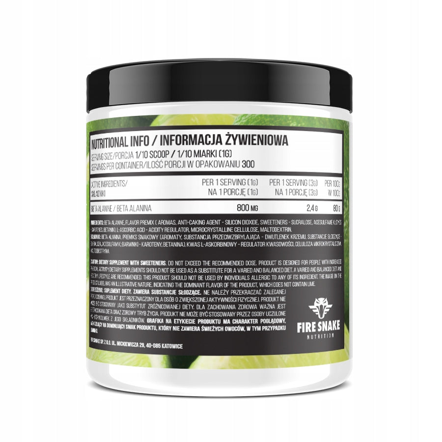 FIRESNAKE BETA ALANINE 300G B-ALANINE STRENGTH Pineapple Brand Fire Snake Nutrition
