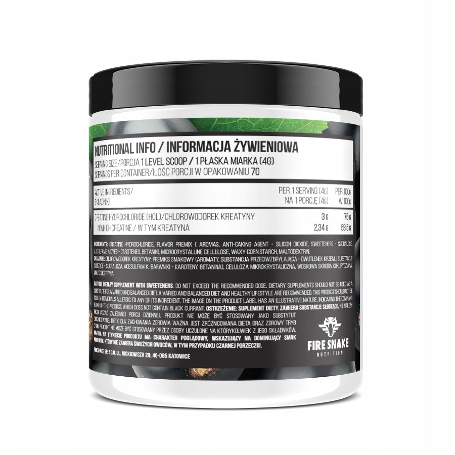 FIRESNAKE CREATINE HCL 300 G CREATINE CHLORIDE CREATINE Apple Brand Fire Snake Nutrition