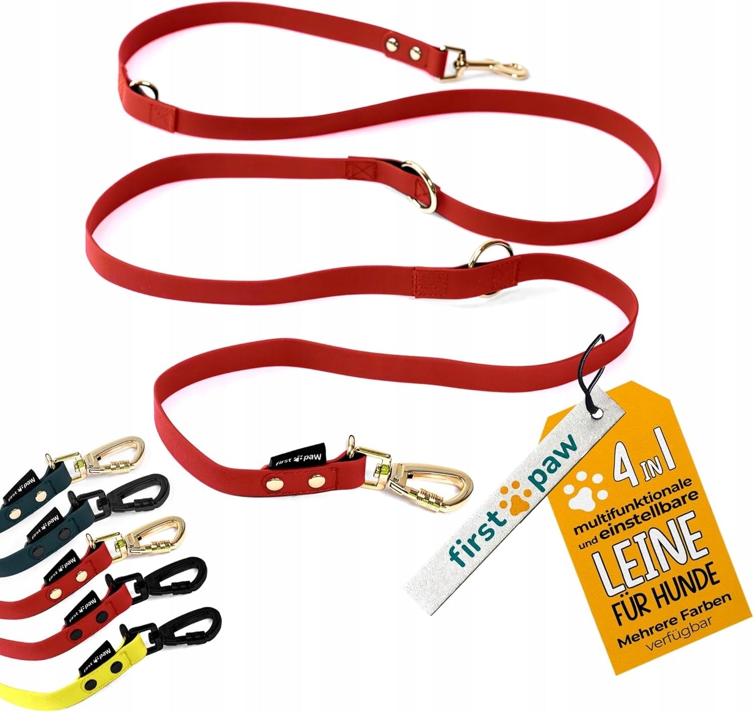 FIRSTPAW Dog Leash Adjustable Padded 2 m Red