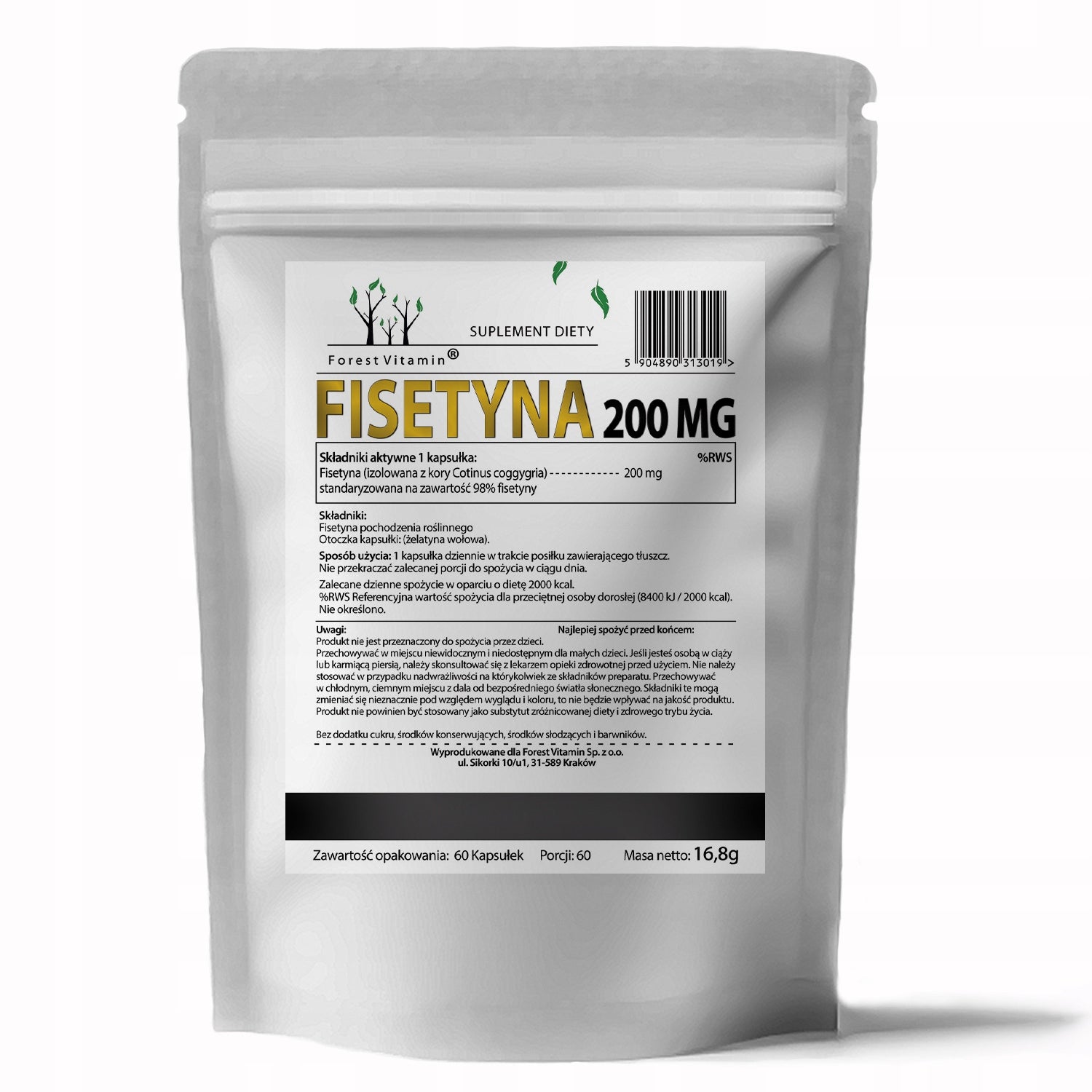 FISETIN 200 MG 60 CAPSULES 98% EXTRACT STRONG ANTIOXIDANT BRAIN MEMORY Brand Forest Vitamin