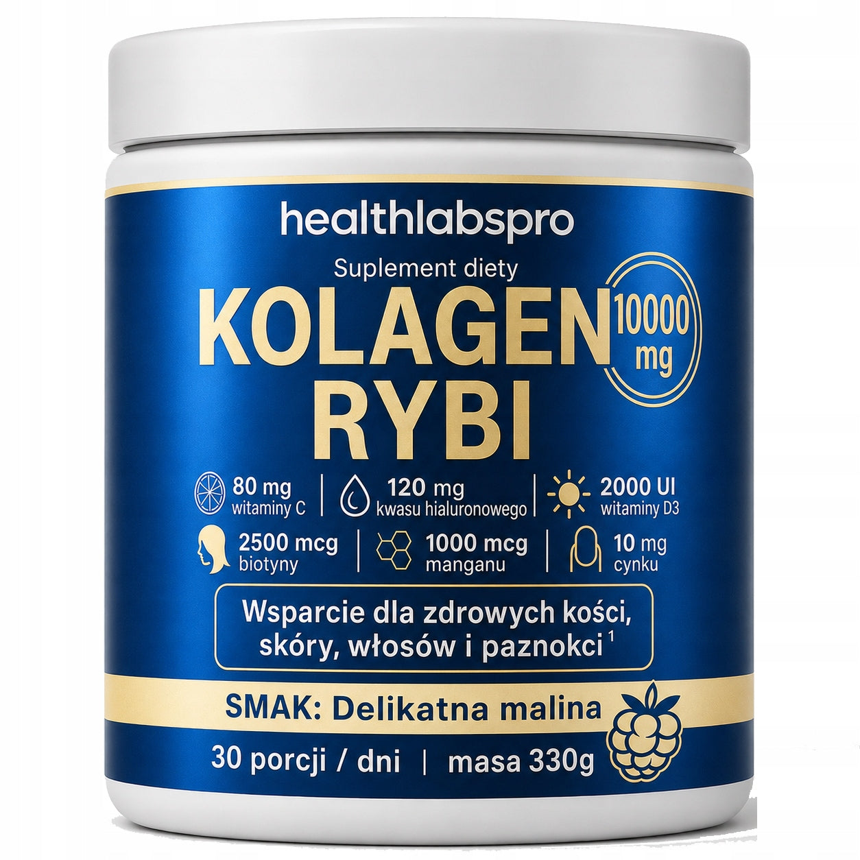 FISH COLLAGEN FOR DRINKING MARINE PEPTIDES Premium - Raspberry - Health Labs Pro