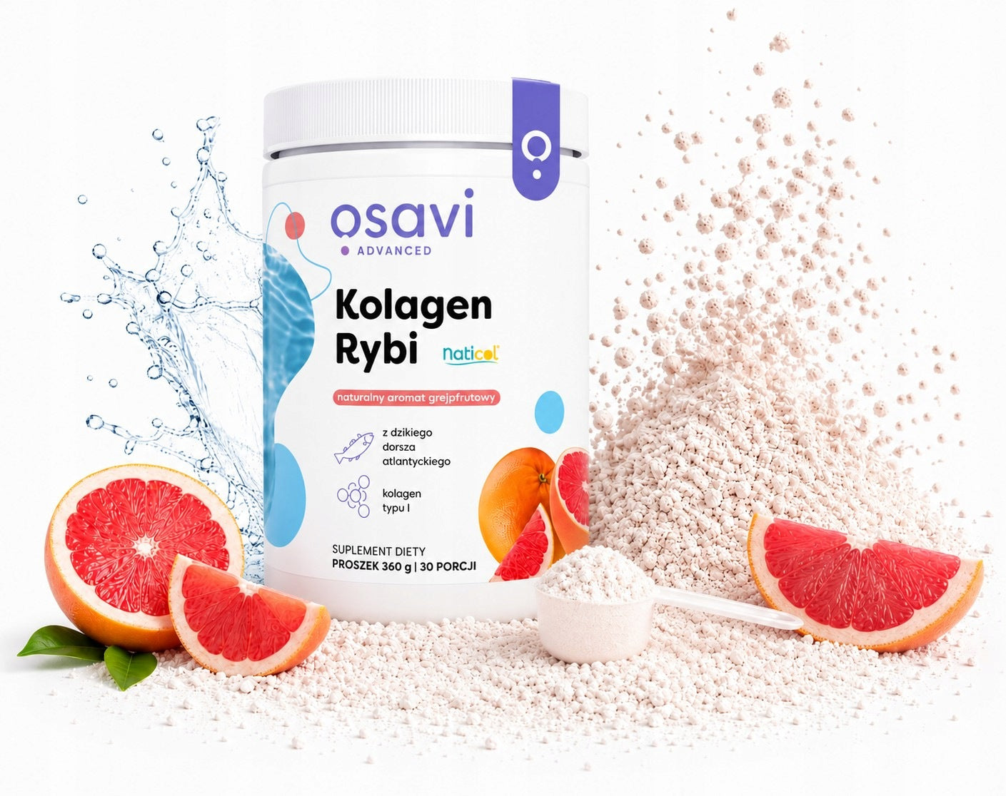 FISH COLLAGEN FROM COD GRAPEFRUIT POWDER 360G 30 SERVINGS NATICOL OSAVI