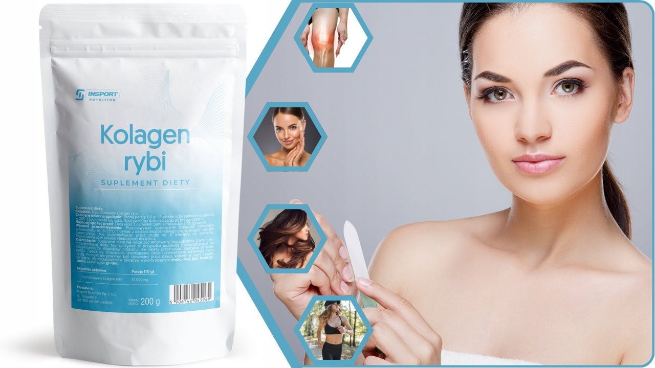 FISH COLLAGEN Pure 200g HAIR SKIN NAILS Natural 10,000mg | INSPORT Manufacturer code KOLAGEN RYBI na STAWY ZDROWIE KOŚCI ŚCIĘGNA