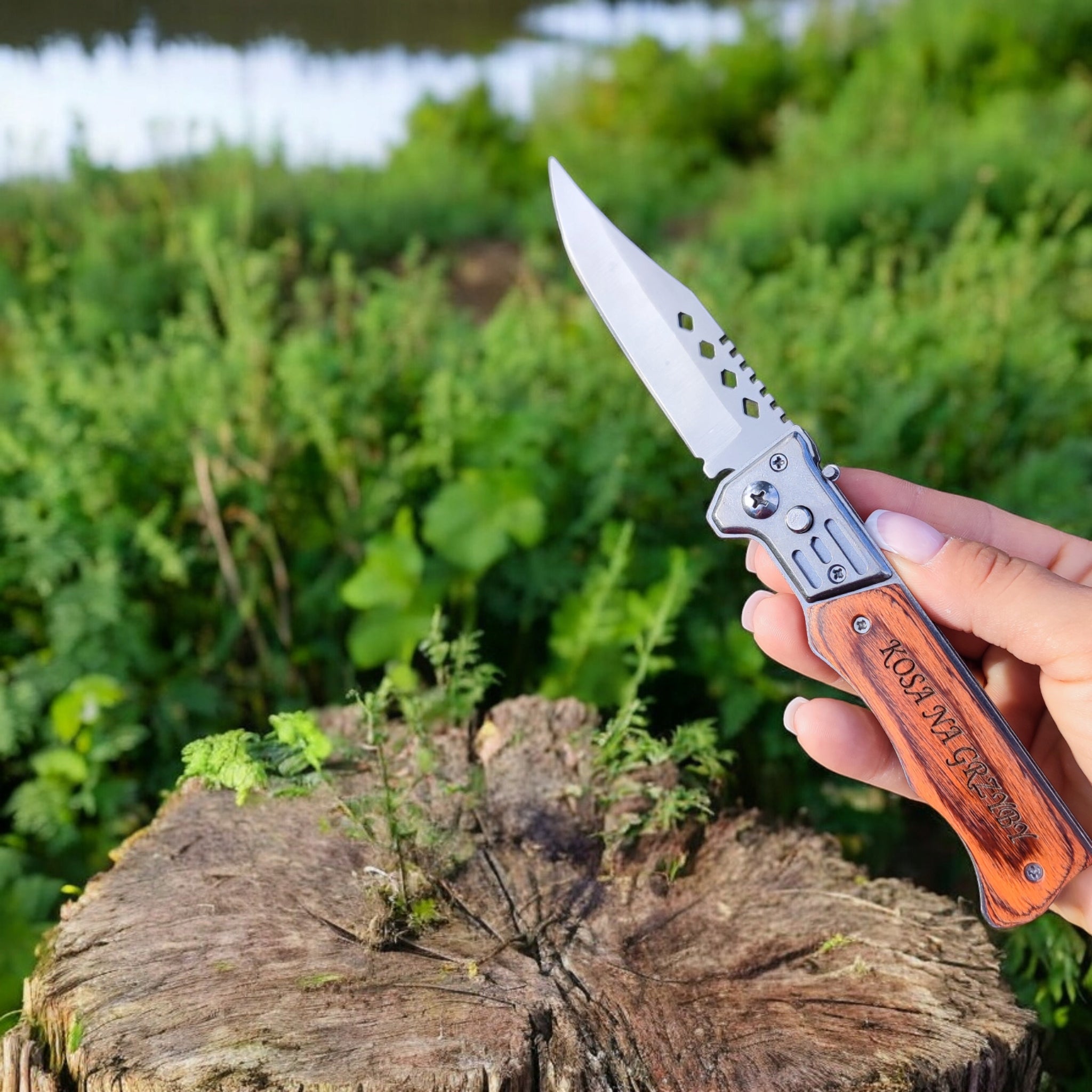 FISH MUSHROOM FOLDING KNIFE FATHER'S DAY GIFT FOR DAD WITH ENGRAVING Manufacturer code NOŻ GRZYBIARZA