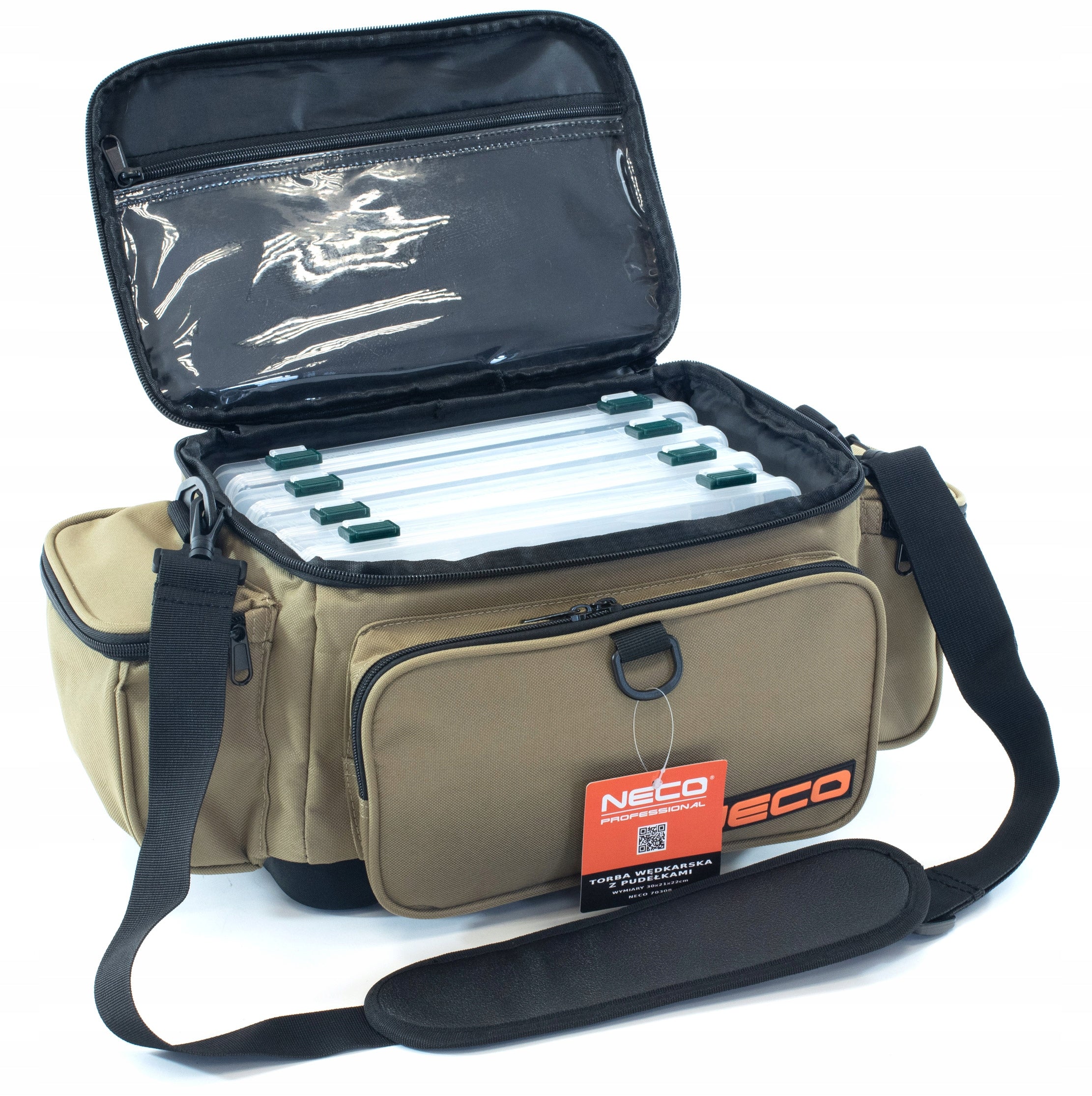 FISHING BAG 4 BOXES RIGID BOTTOM 22X46X25CM