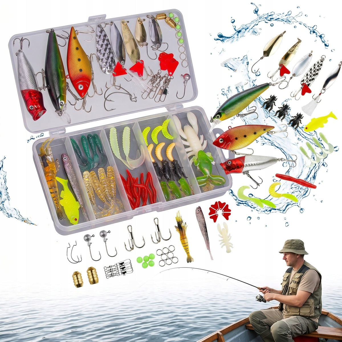 FISHING BOX FISH BAIT SET HOOK SPINNING ACCESSORIES