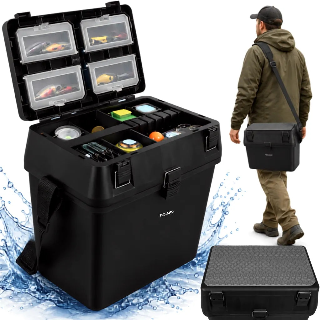 FISHING BOX SEAT ORGANIZER 140 KG TRIZAND BLACK WITH BELT