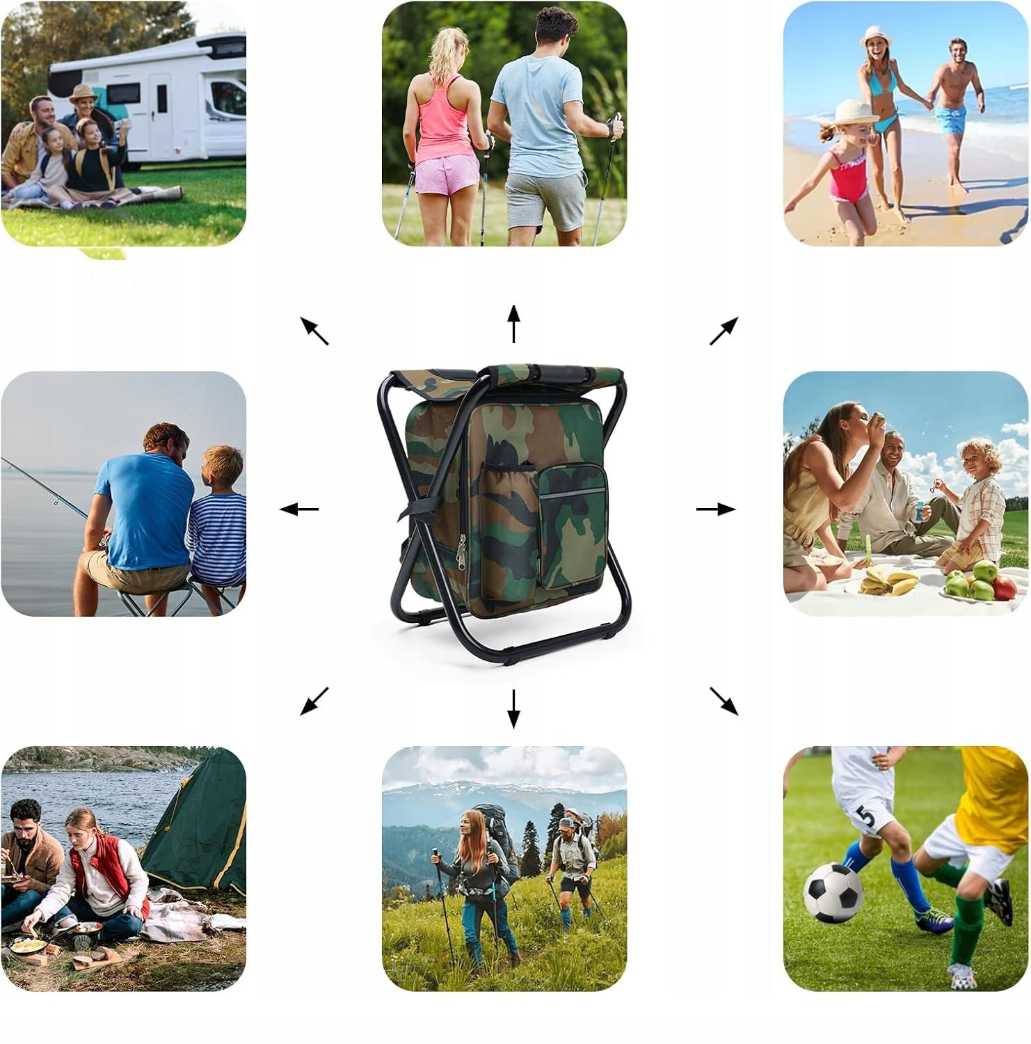FISHING CHAIR BACKPACK FOLDING CAMPING BAG FISHING STOOL 2IN1 EAN (GTIN) 0887484504985