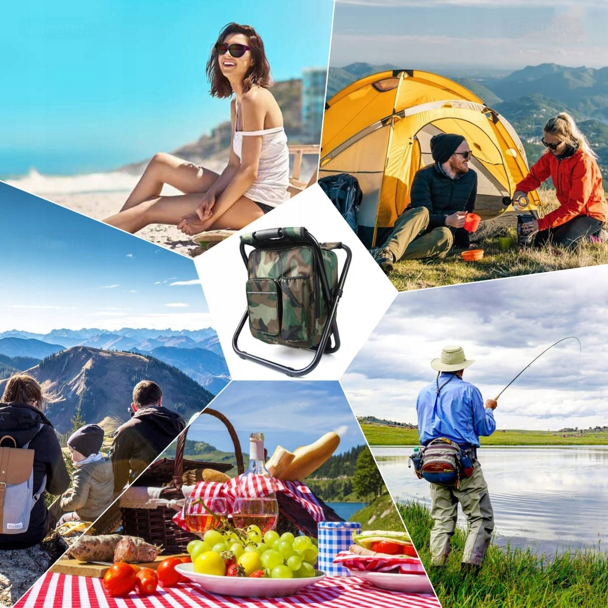 FISHING CHAIR BACKPACK FOLDING CAMPING BAG FISHING STOOL 2IN1 Model 0