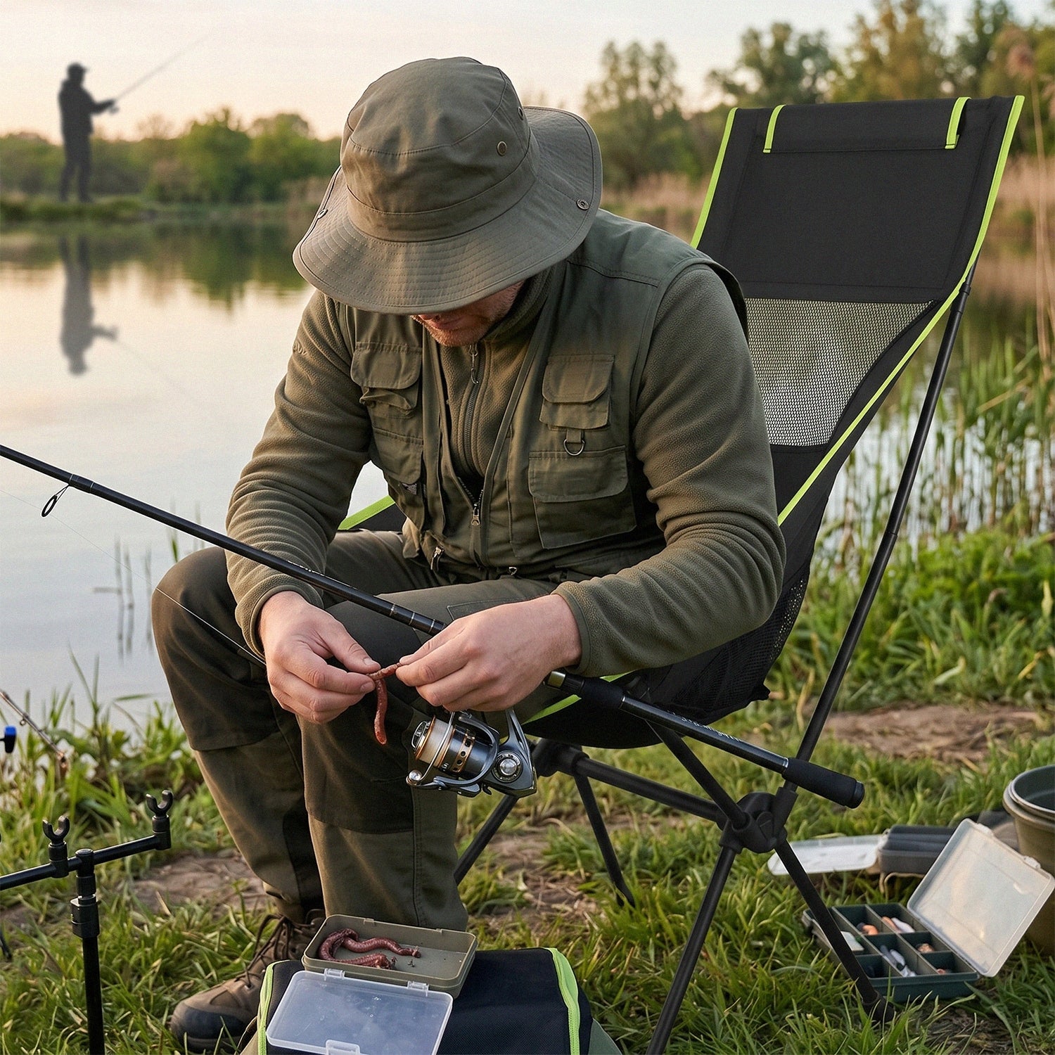 FISHING CHAIR CAMPING CHAIR FOLDING COVER BLACK Packaging status original