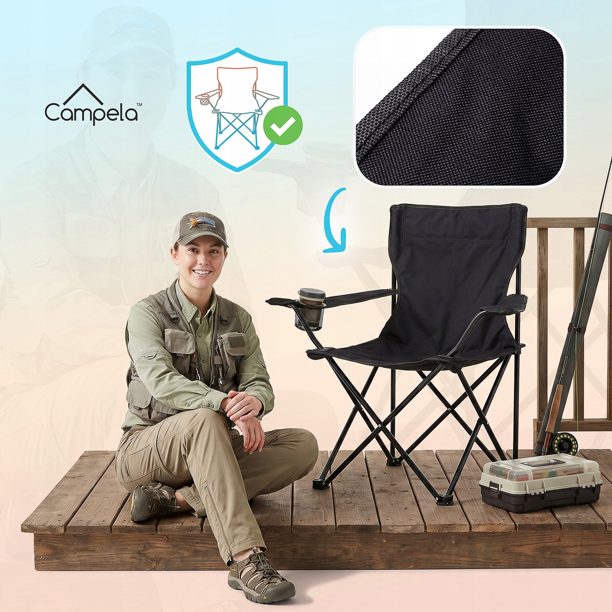 FISHING CHAIR FISHING HIKING FOLDING FISHING CHAIR COVER Color black