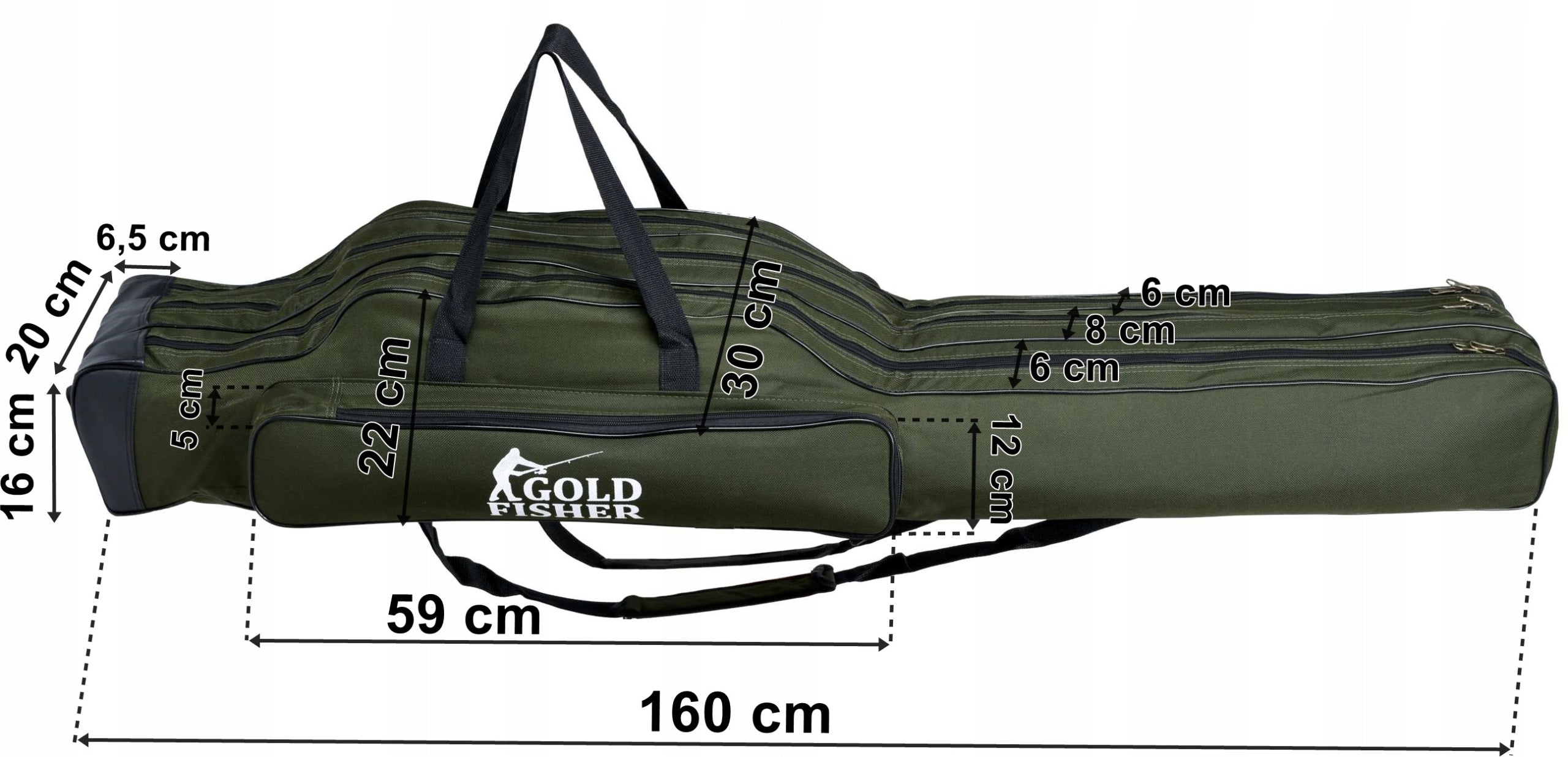 FISHING COVER FISHING ROD BAG 3 CHAMBERS REINFORCED SOLID SEAMS 160 cm Manufacturer code 5902340317242