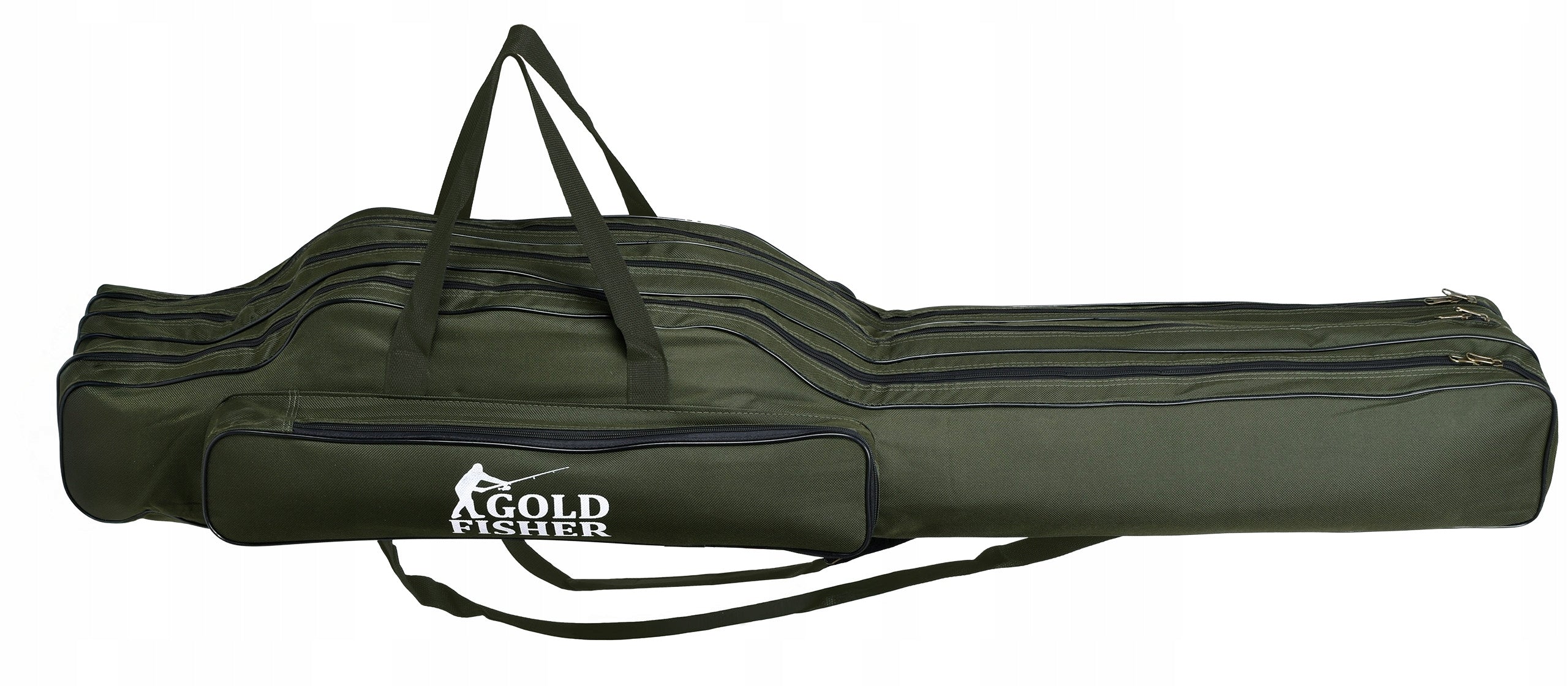 FISHING COVER ROD BAG 3 COMPARTMENTS 140CM GIFT FOR GRANDFATHER DAD Color green
