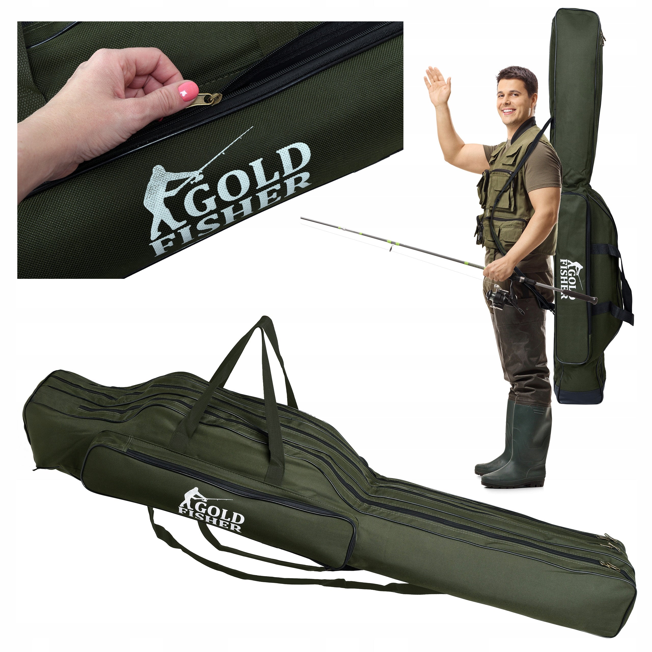 FISHING COVER ROD BAG 3 COMPARTMENTS 140CM GIFT FOR GRANDFATHER DAD Manufacturer code 5902340317235