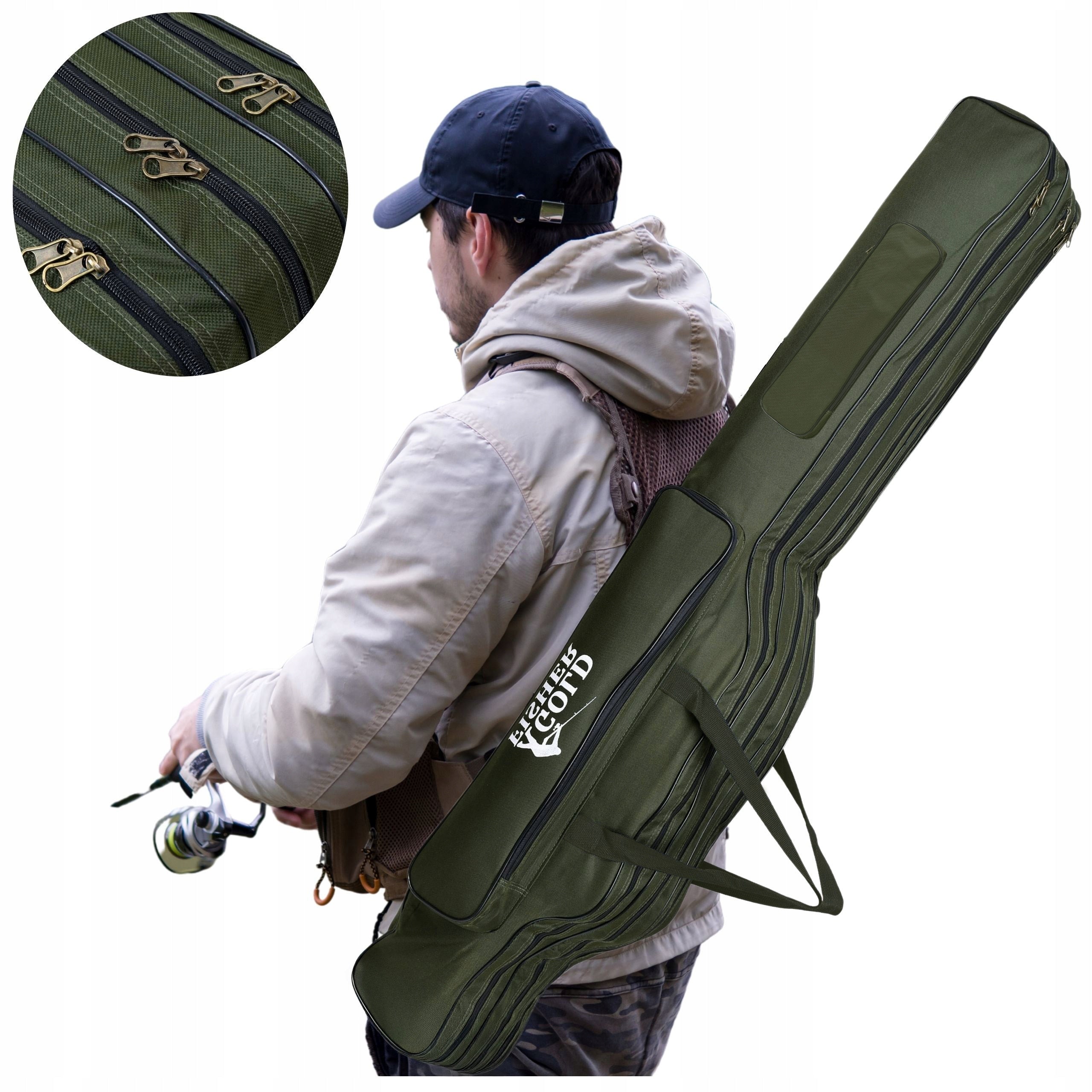 FISHING COVER ROD BAG 3 COMPARTMENTS 140CM GIFT FOR GRANDFATHER DAD