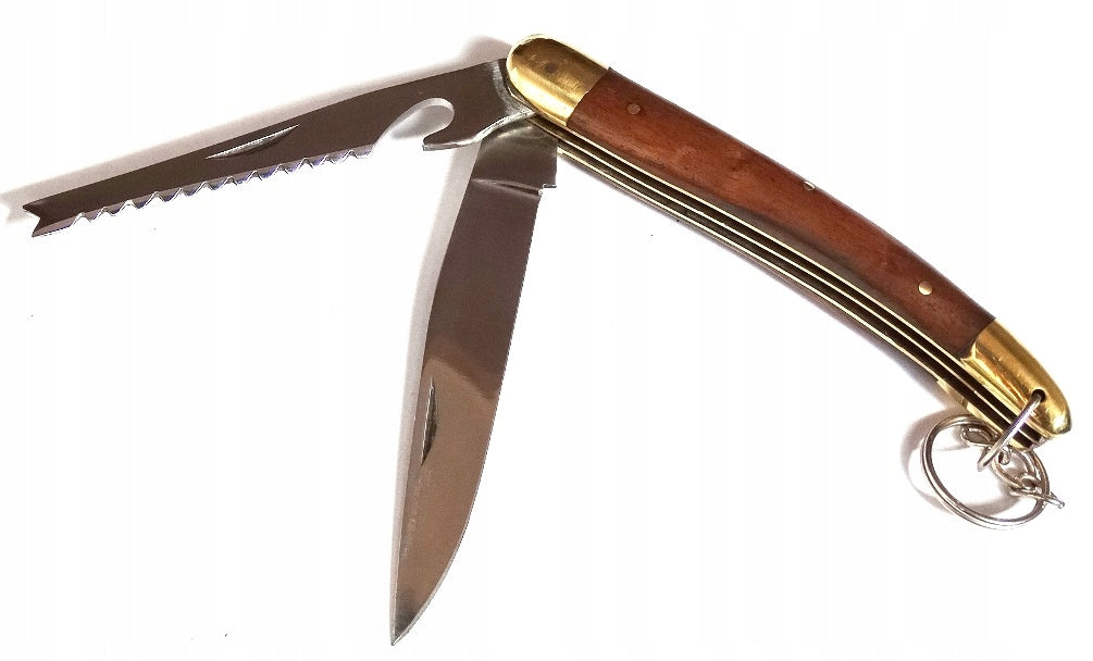 FISHING FOLDING KNIFE 2 BLADES BRASS !