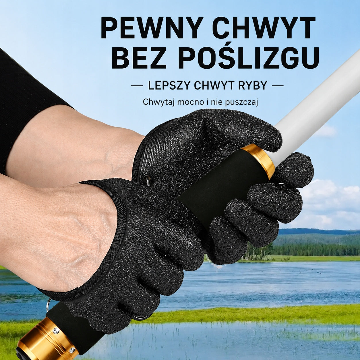FISHING GLOVES FOR CATCHING FISH NON-SLIP 5 FINGERS REMOVABLE PAIR Manufacturer code RĘKAWICE WĘDKARSKIE PARA