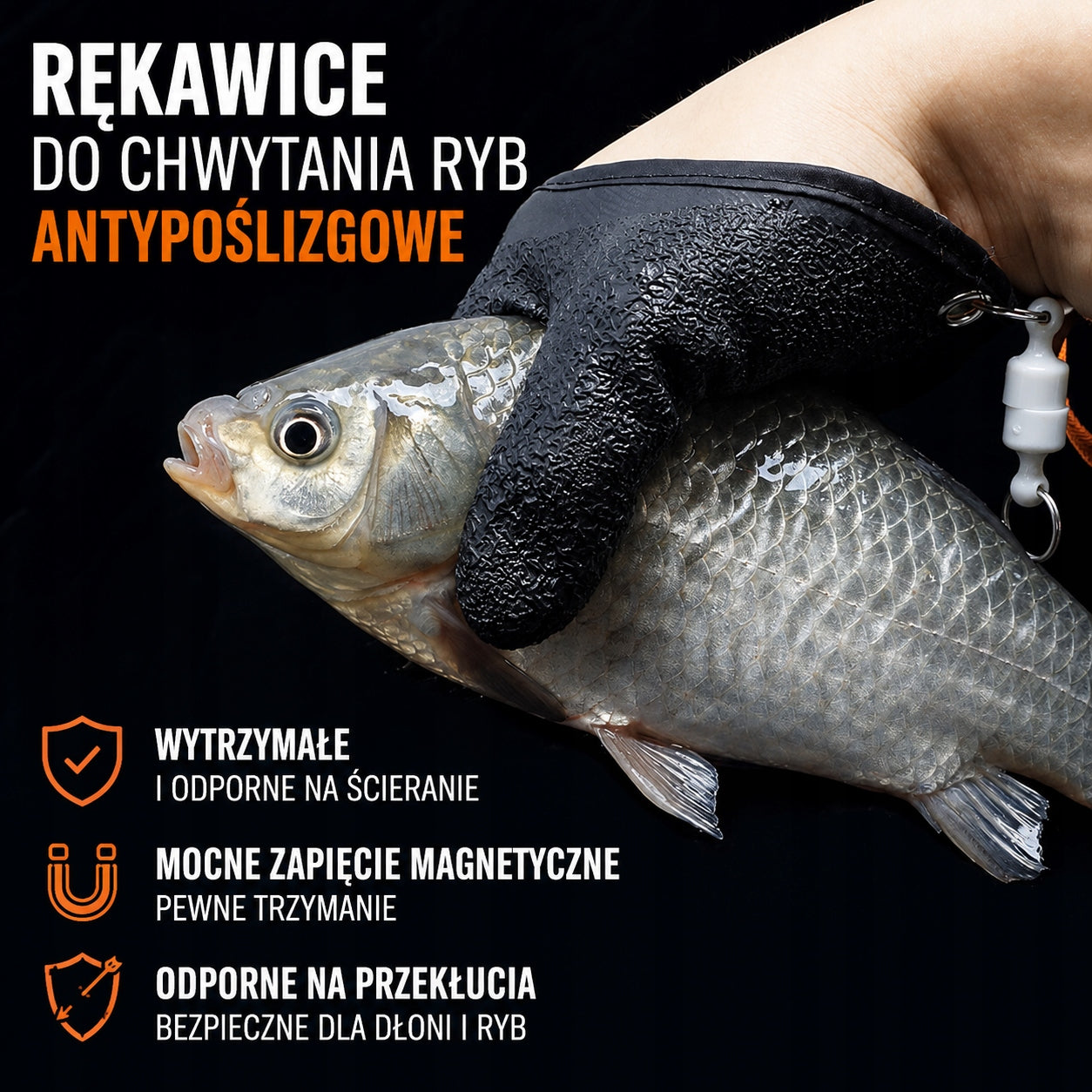 FISHING GLOVES FOR CATCHING FISH NON-SLIP 5 FINGERS REMOVABLE PAIR Packaging status original