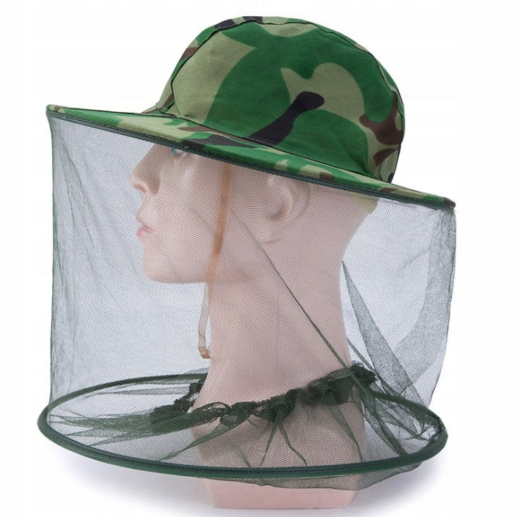 FISHING HAT WITH A MOSQUITO NET FOR MOSQUITO INSECTS FOR THE FOREST PROTECTIVE NET Color green