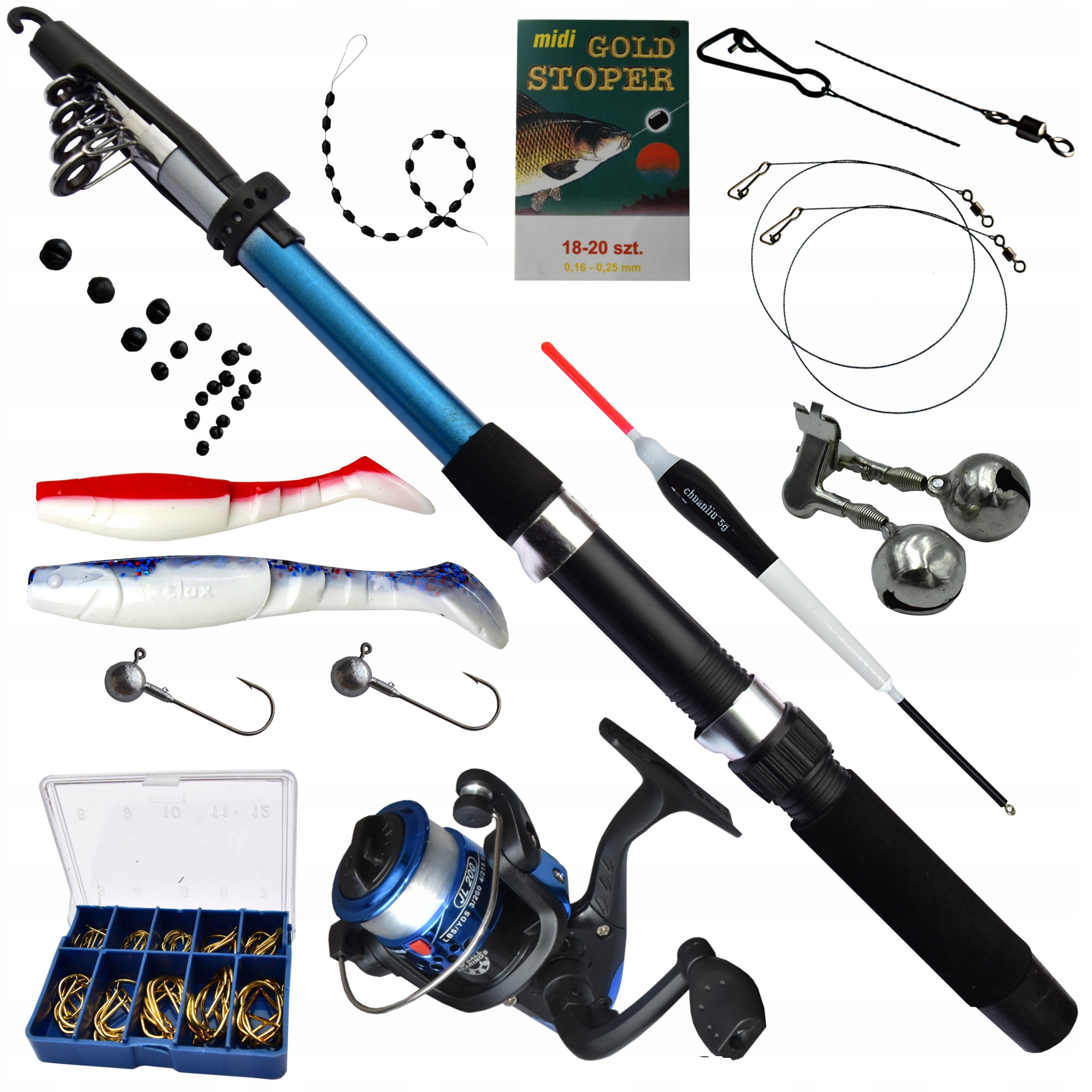 FISHING KIT FOR BEGINNERS TELESCOPIC SPINNING FLOAT FISHING ROD