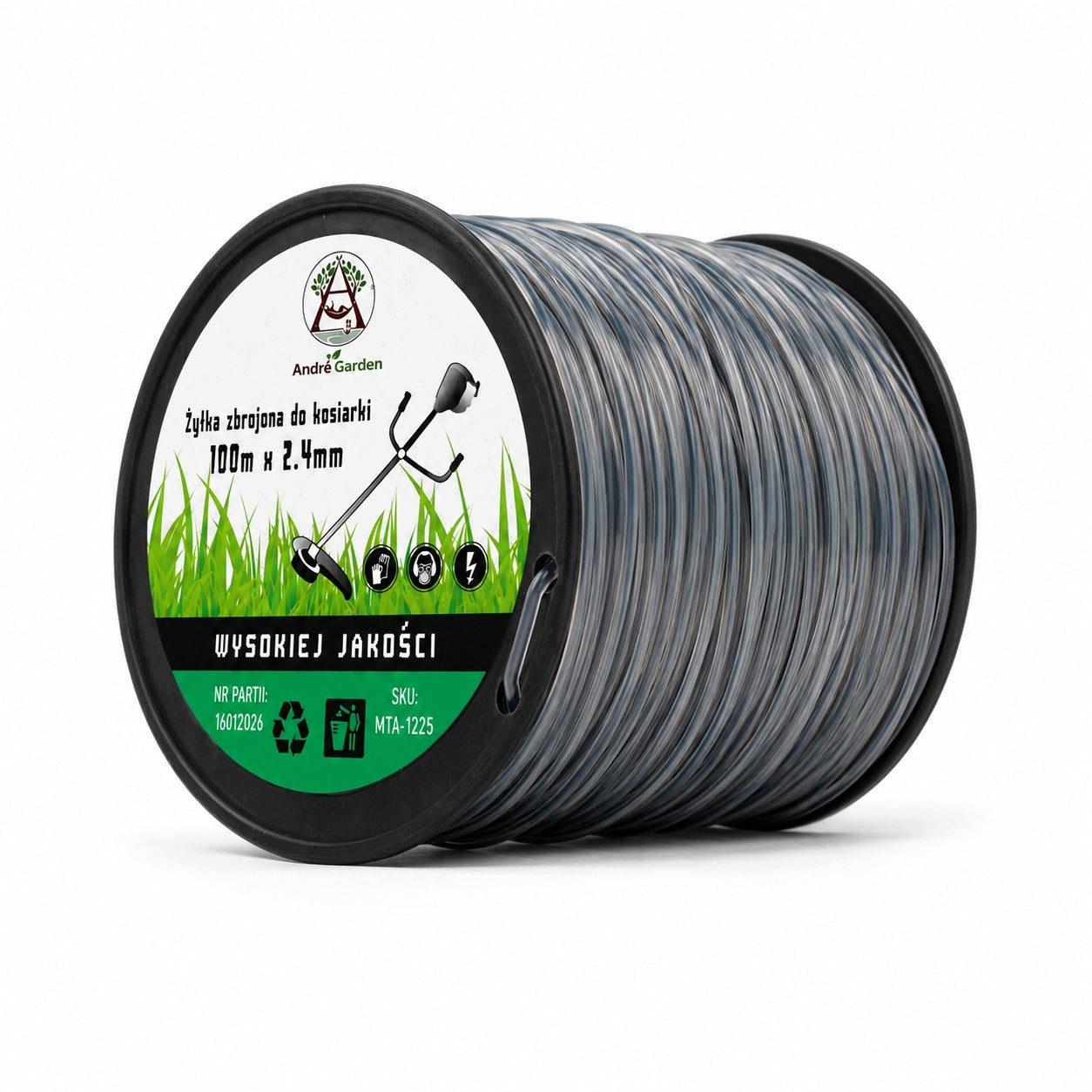 FISHING LINE REINFORCED COMBUSTION TRIMMER 100m large strong 2,4mm cutting scythe cord Manufacturer code mta żyłka