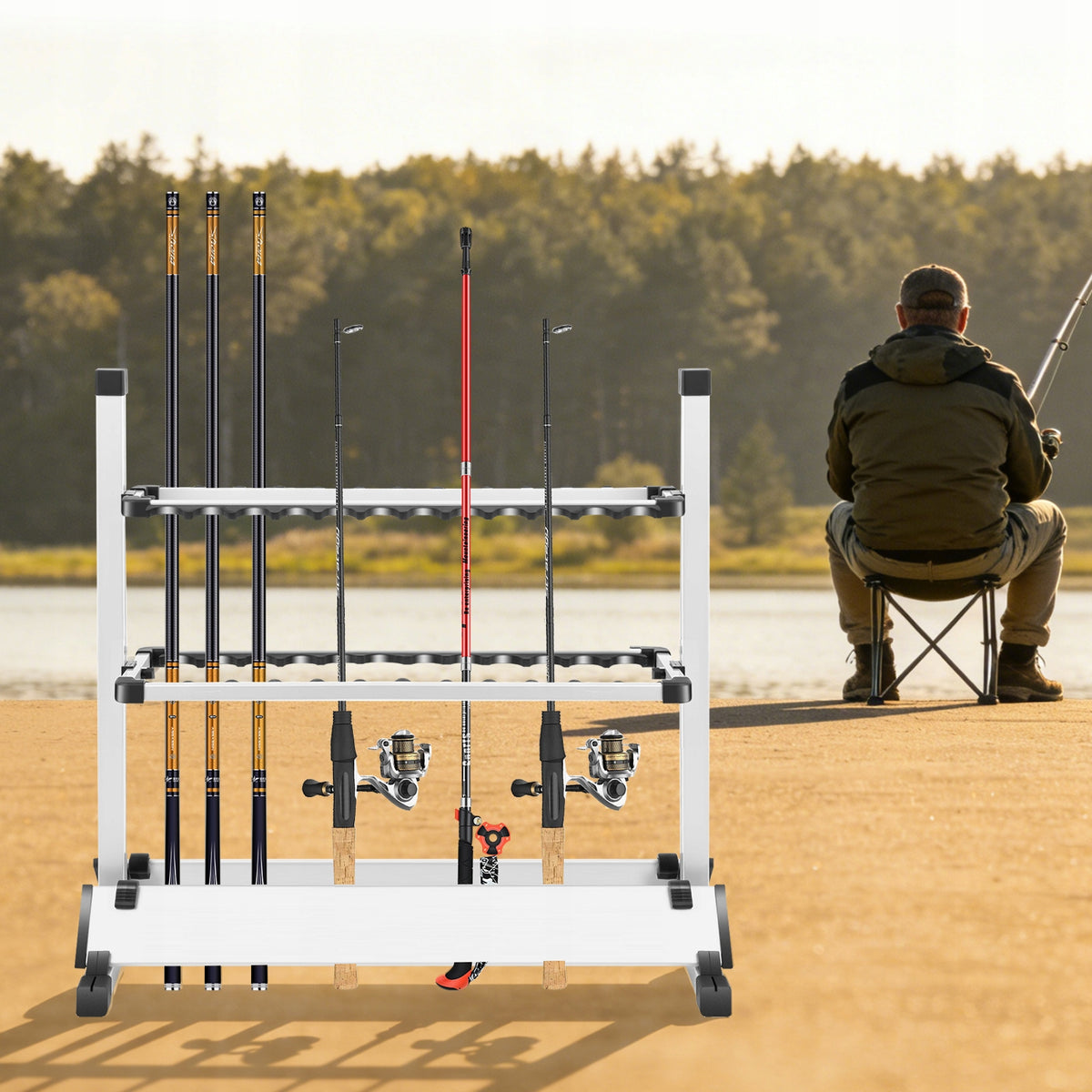 FISHING ROD DISPLAY RACK 71.5*31*70CM FISHING ROD HOLDER WITH 24 RODS Packaging status original
