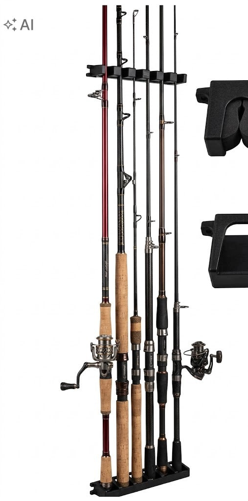 FISHING ROD SUPPORTS FOR ANGLERS ON THE WALL STAND FOR HOME STORE STAND Packaging status original