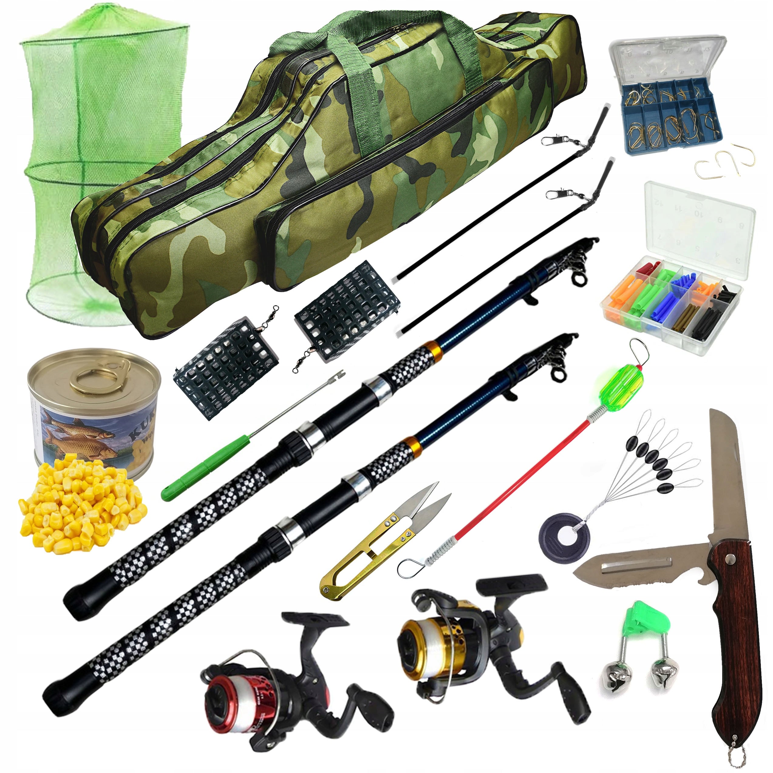 FISHING SET 2x Fishing Rod 2x Reel Cover