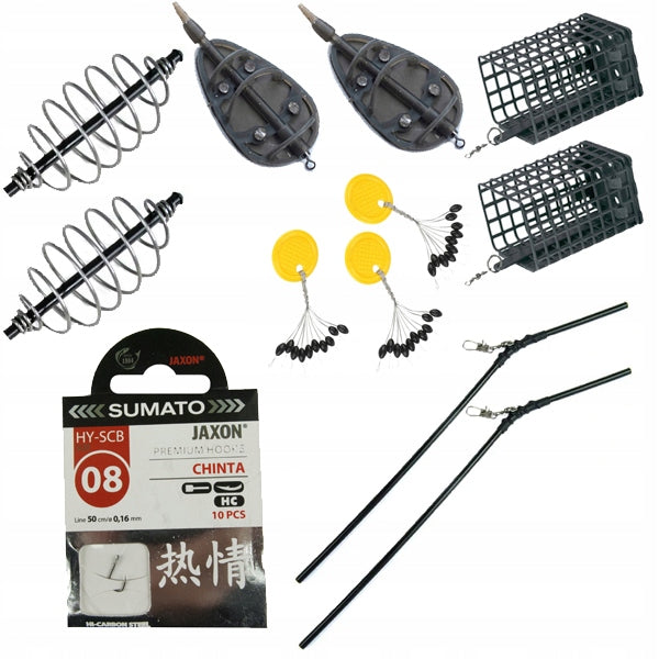 FISHING SET 2x fishing rod JAXON FEEDER 2x reel COVER method Z81 Rod construction type segmented
