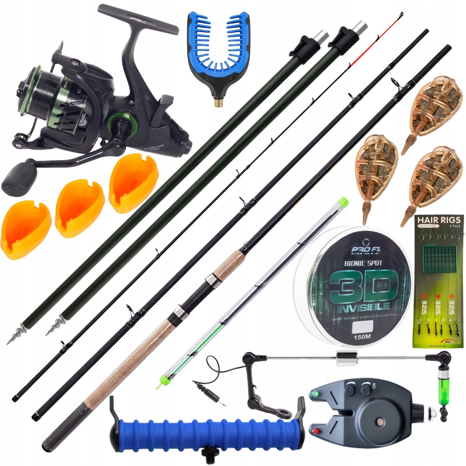 FISHING SET FEEDER ROD + MASTER FEEDER REEL +ACCESSORIES
