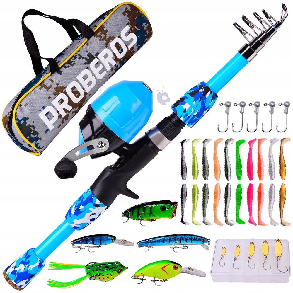 FISHING SET FOR CHILDREN ZABAKA FISHING ROD 1.5M 38 ELEMENTS PROBEROS GIFT