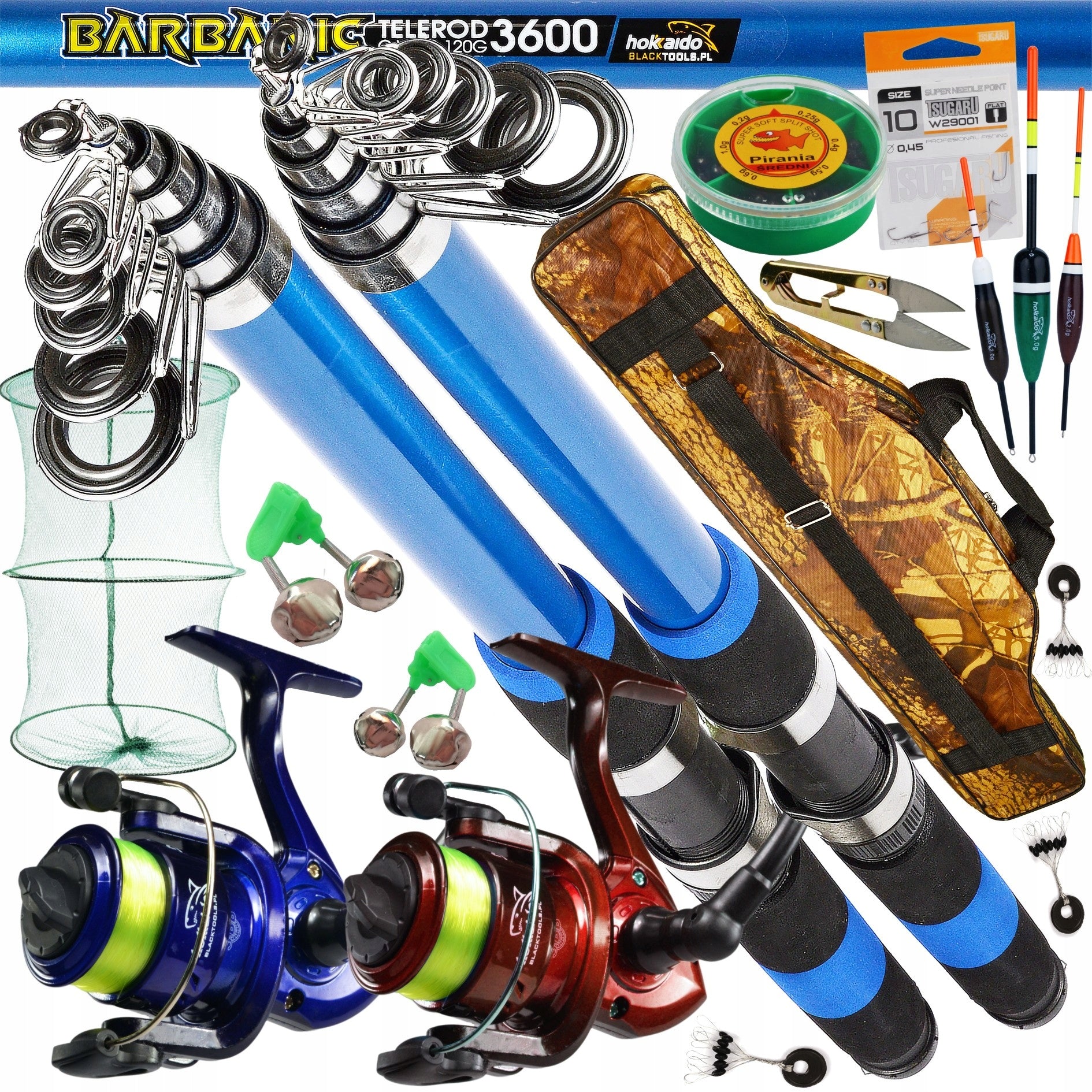 FISHING SET HOKKAIDO FLOAT 3,6m TWO RODS 2 REELS COVER