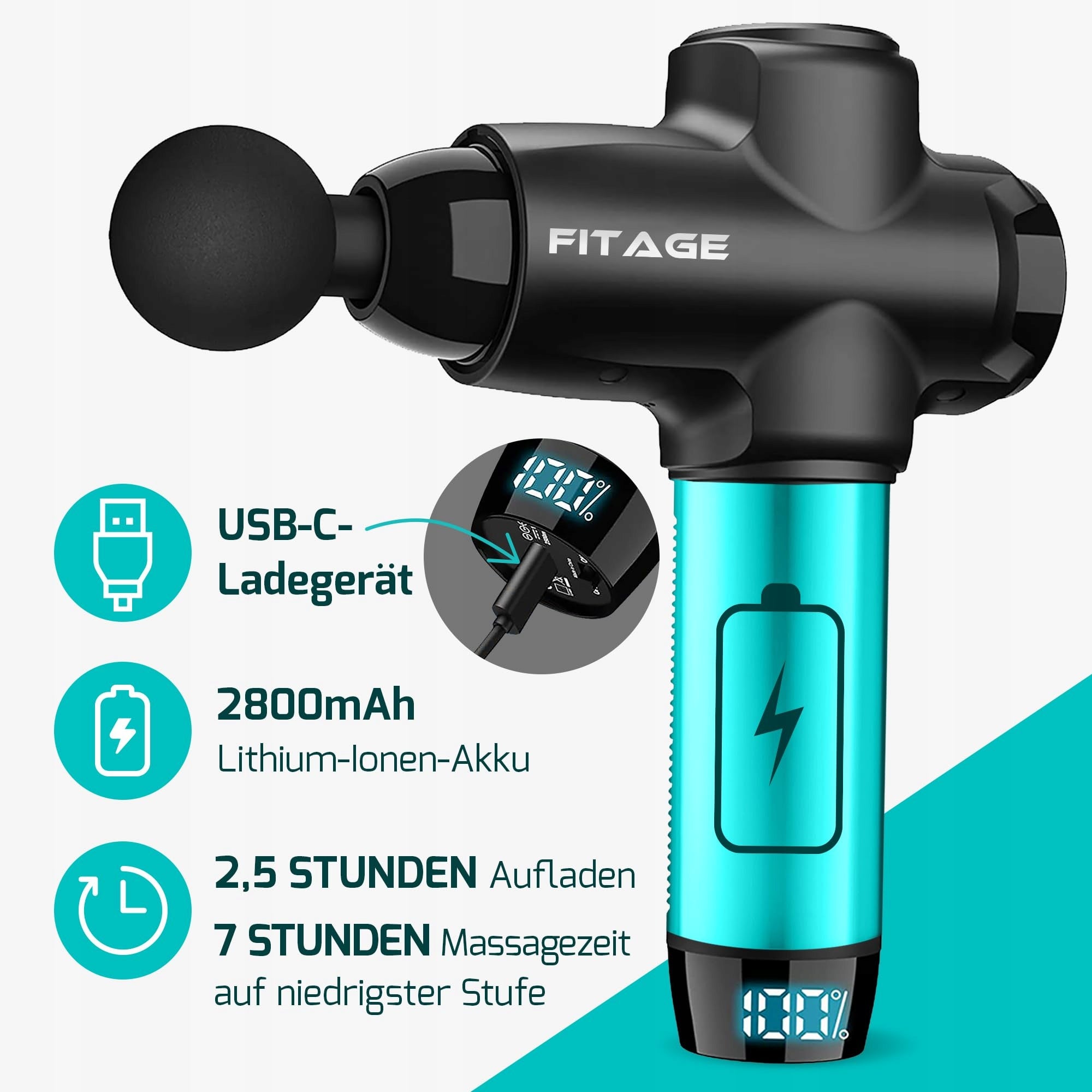 FITAGE Massage Gun Quiet 30 Speeds 8 Body Tips K2550 Manufacturer code FITAGE-2021