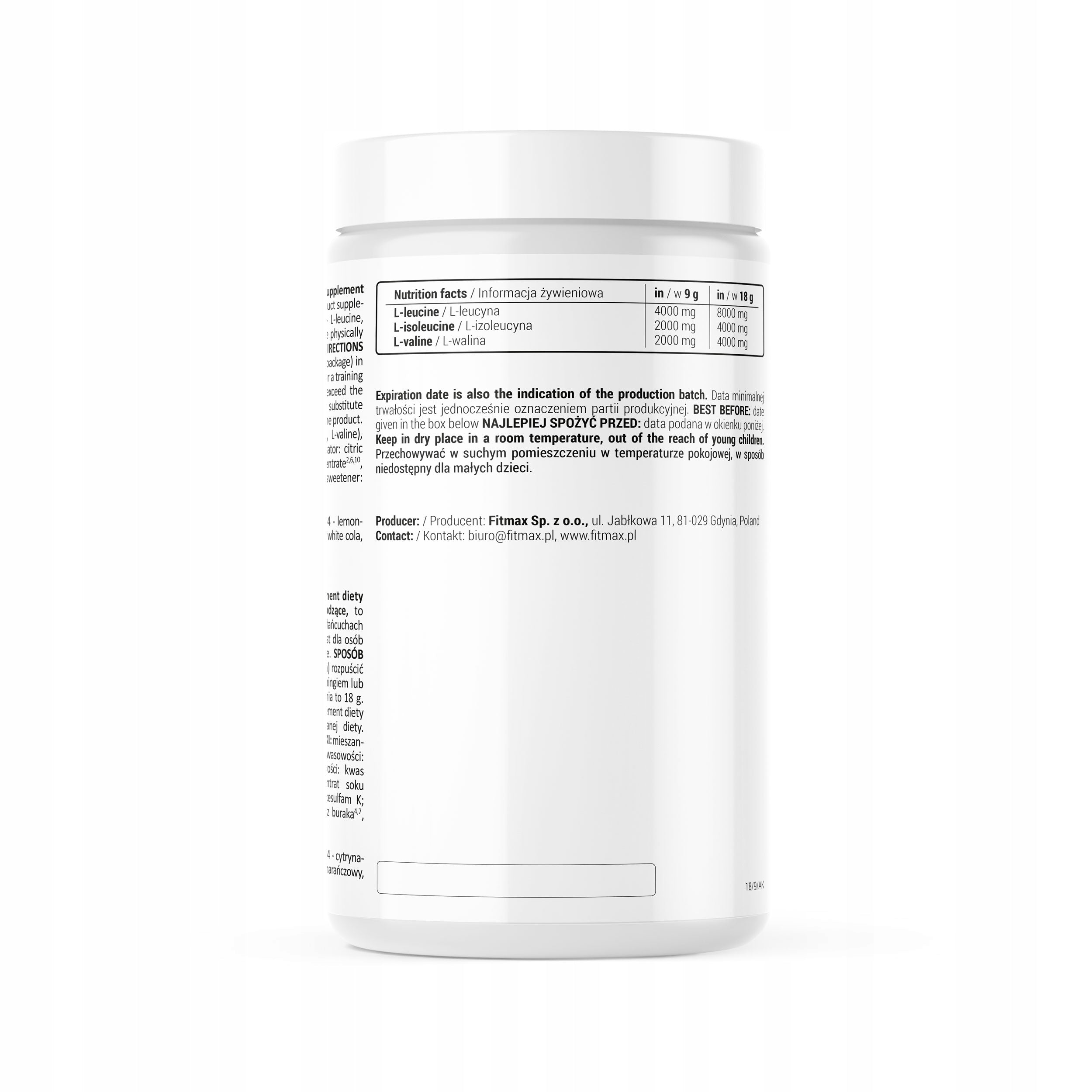 FITMAX BCAA Pro 8000 550g Grapefruit Lemon EAN (GTIN) 5907776170713