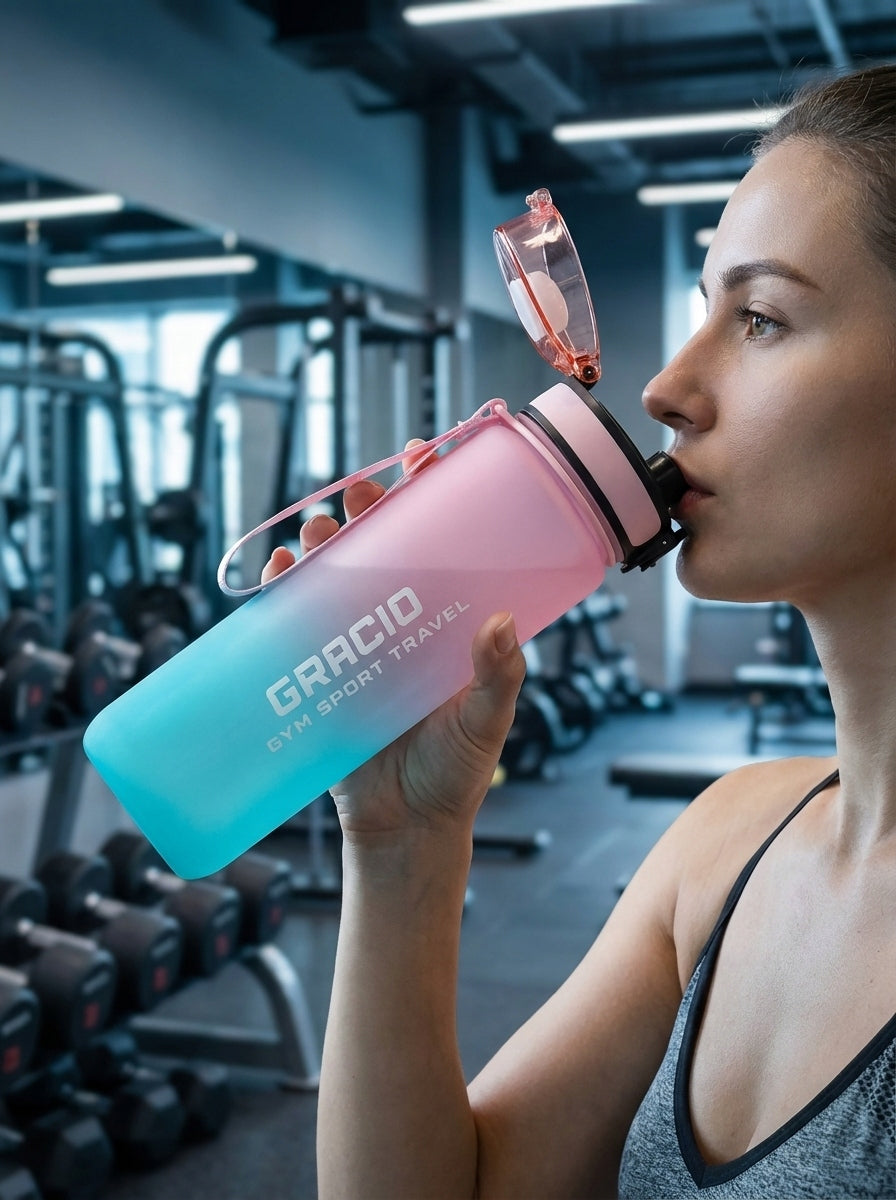 FITNESS SPORTS WATER Bottle 1L Tritan Motivational Measure BPA Free GRACIO Volume 1000 ml