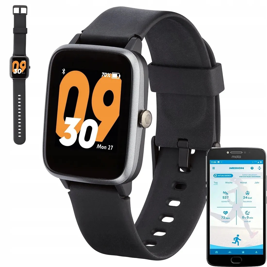 FITNESS WATCH GPS BLACK FOR ACTIVITY MEASUREMENT SMARTWATCH MULTIFUNCTIONAL