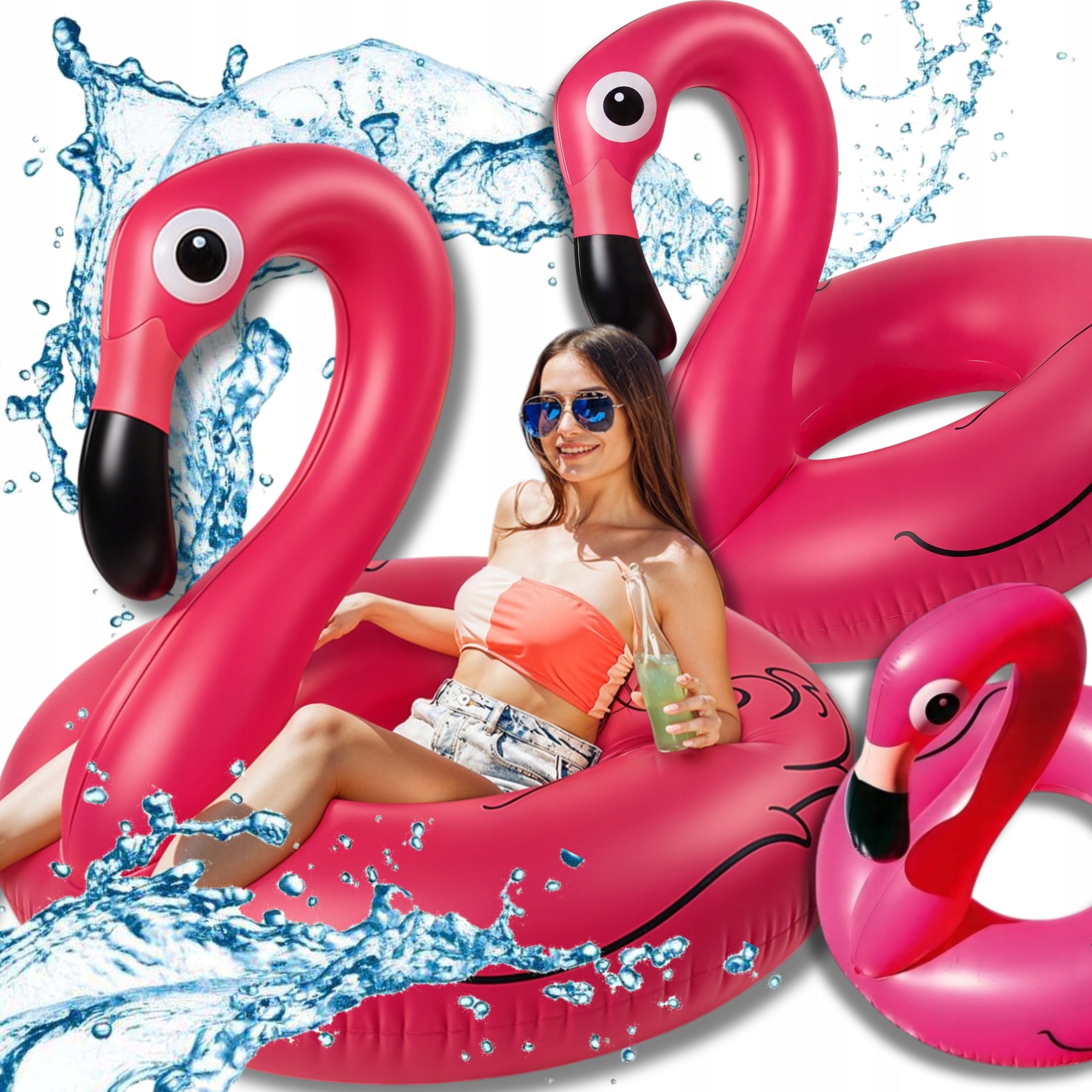 FLAMINGO INFLATABLE WHEEL FOR LAKE POOL 120CM PINK POOL FOR WATER