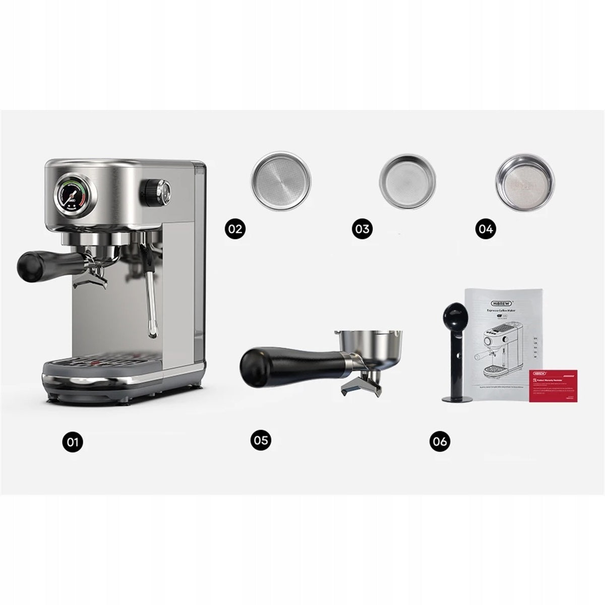 FLASK COFFEE MAKER HiBREW H10B 20BAR 1350W FROTHER PID SILVER Brand HiBREW