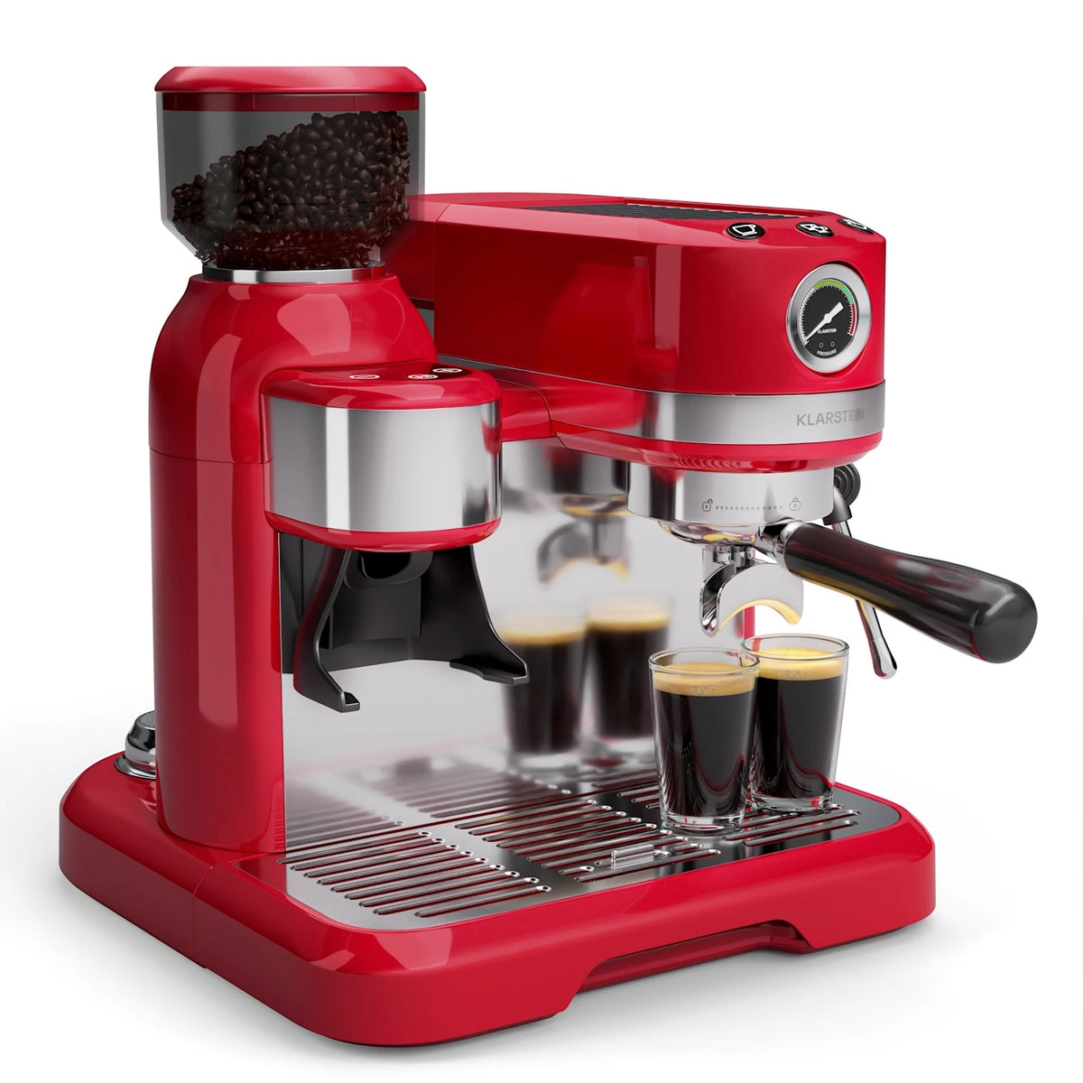 FLASK PRESSURE COFFEE MAKER KLARSTEIN 19BAR 1150W FROTHER GRINDER Model Bella Café